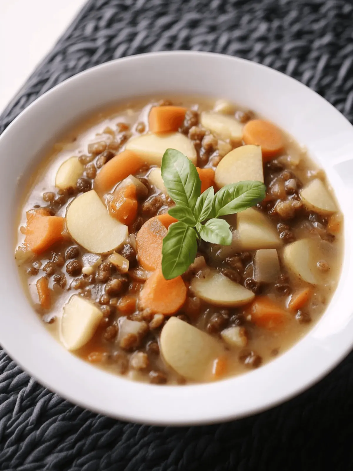 Lentil soup with smoked tofu