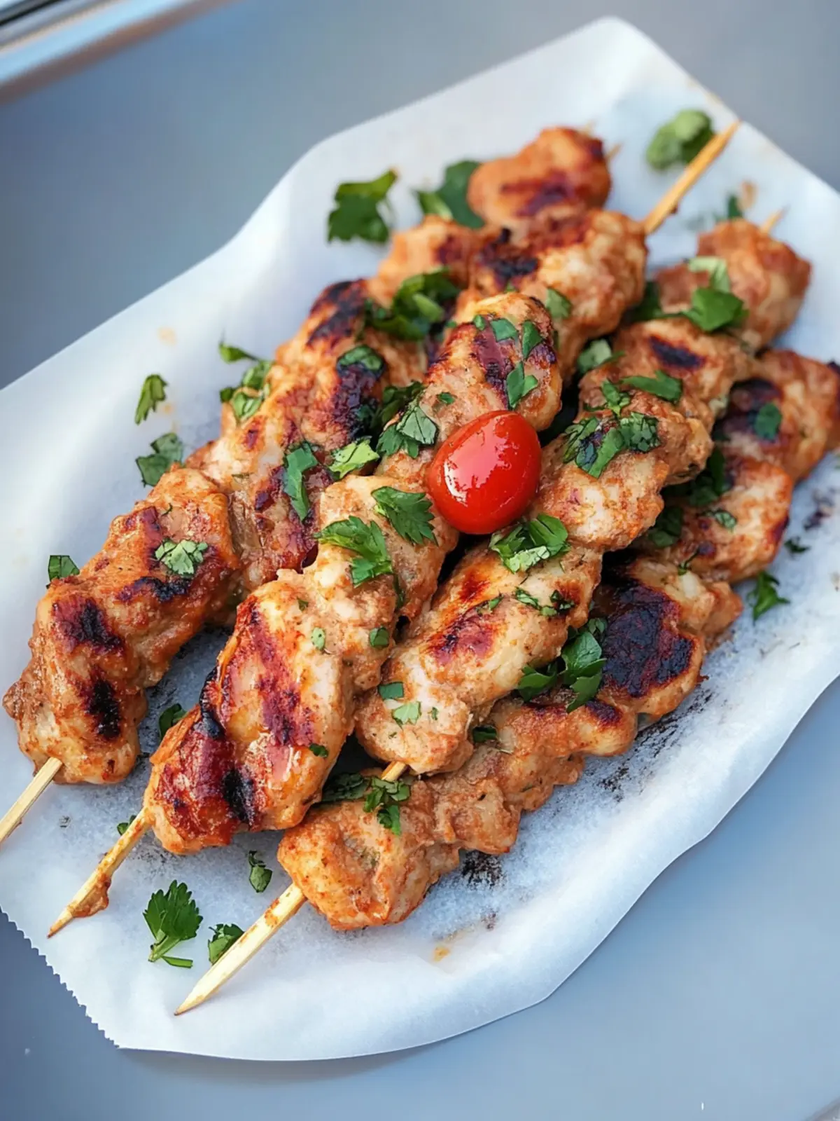 Knoblauch-Parmesan-Hähnchenspieße