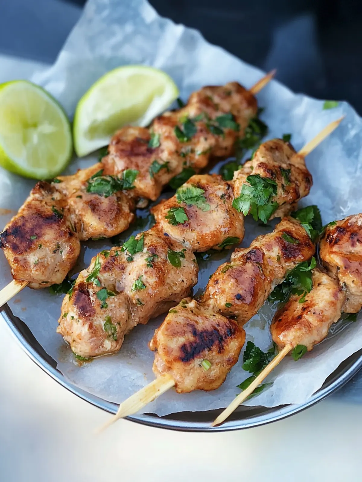 Knoblauch-Parmesan-Hähnchenspieße