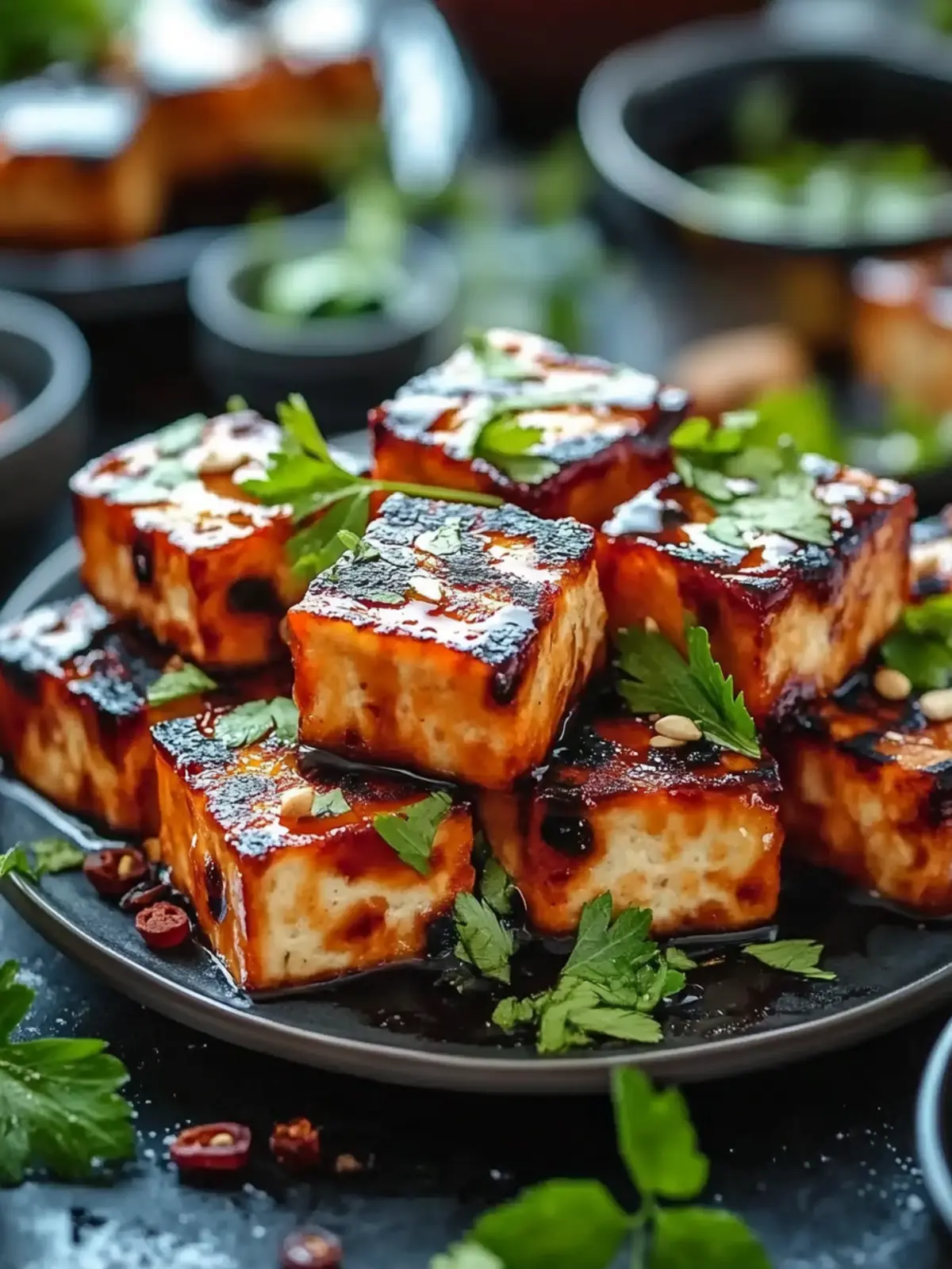 Knuspriger Grilltofu mit BBQ-Marinade