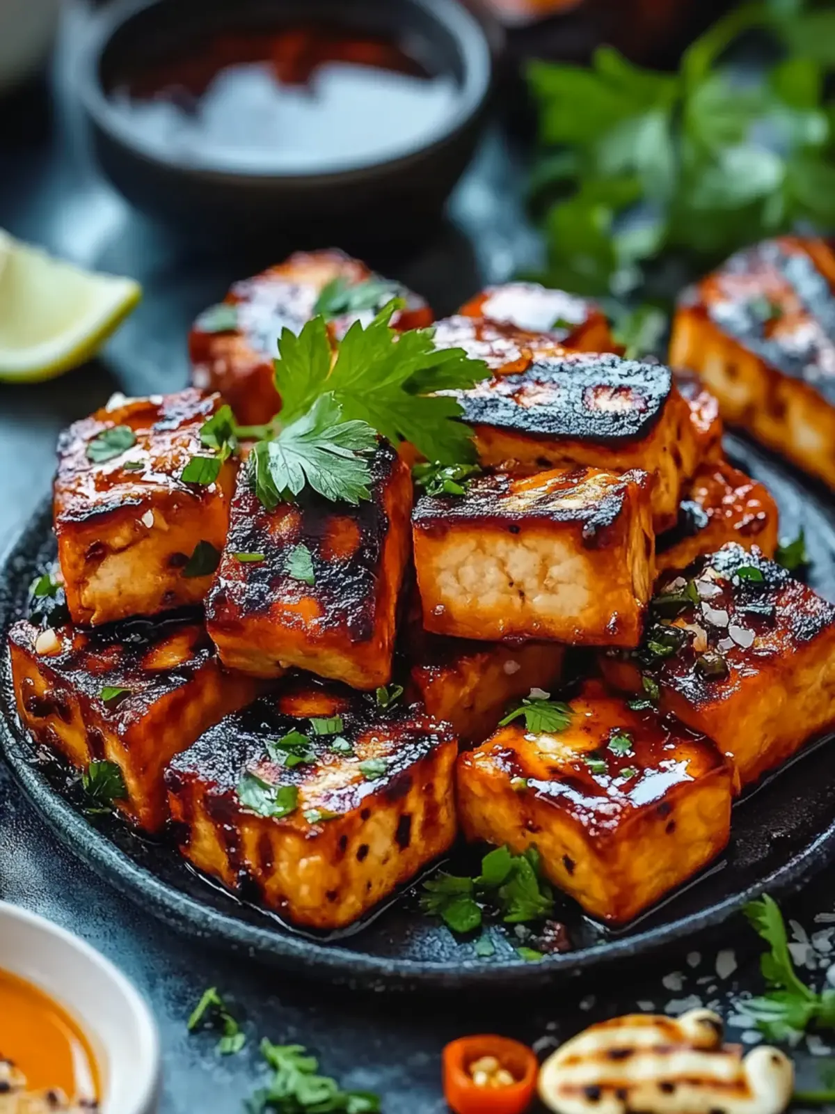 Knuspriger Grilltofu mit BBQ-Marinade