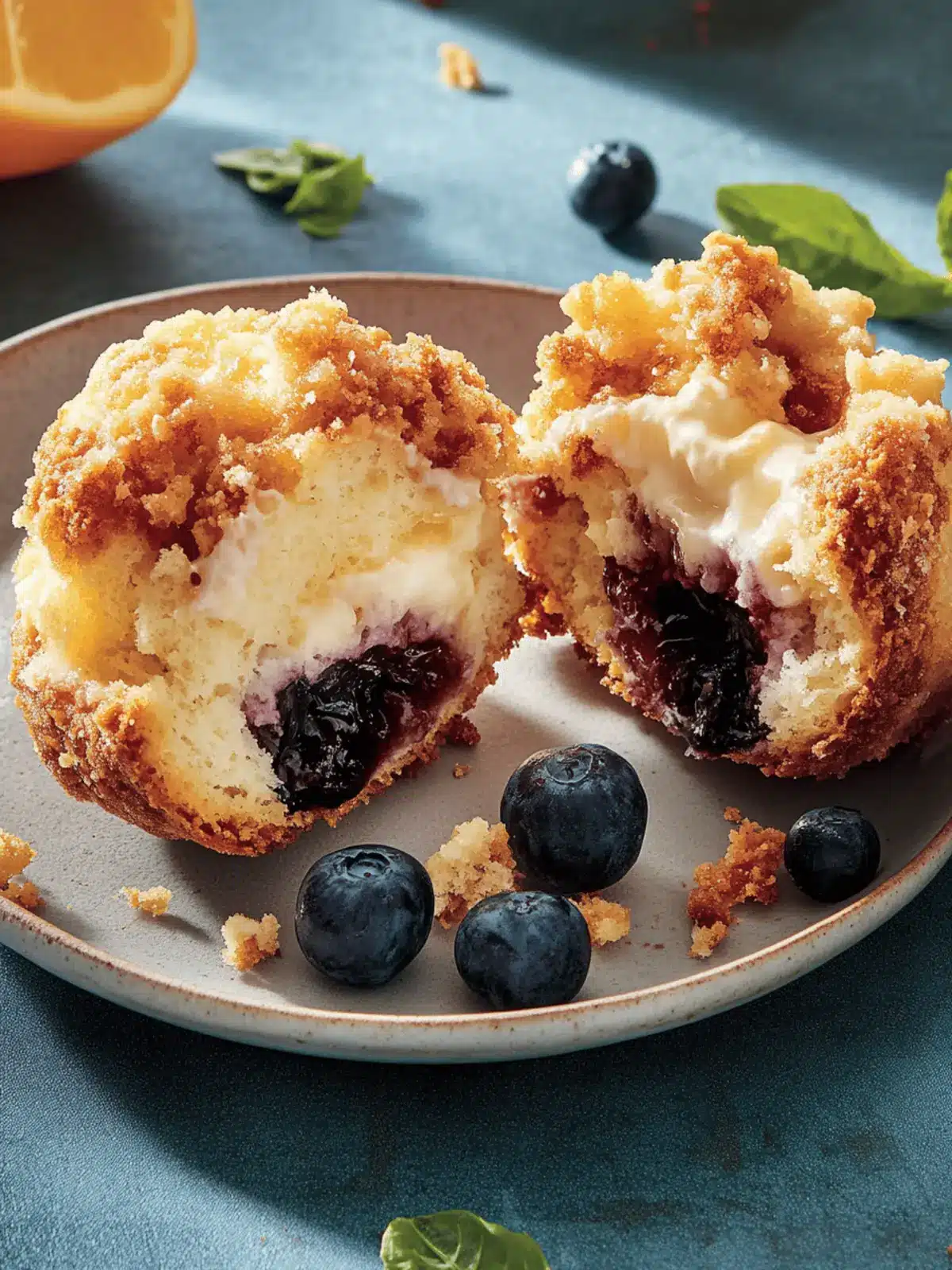 Heidelbeer-Käsekuchen-Crumble-Muffins