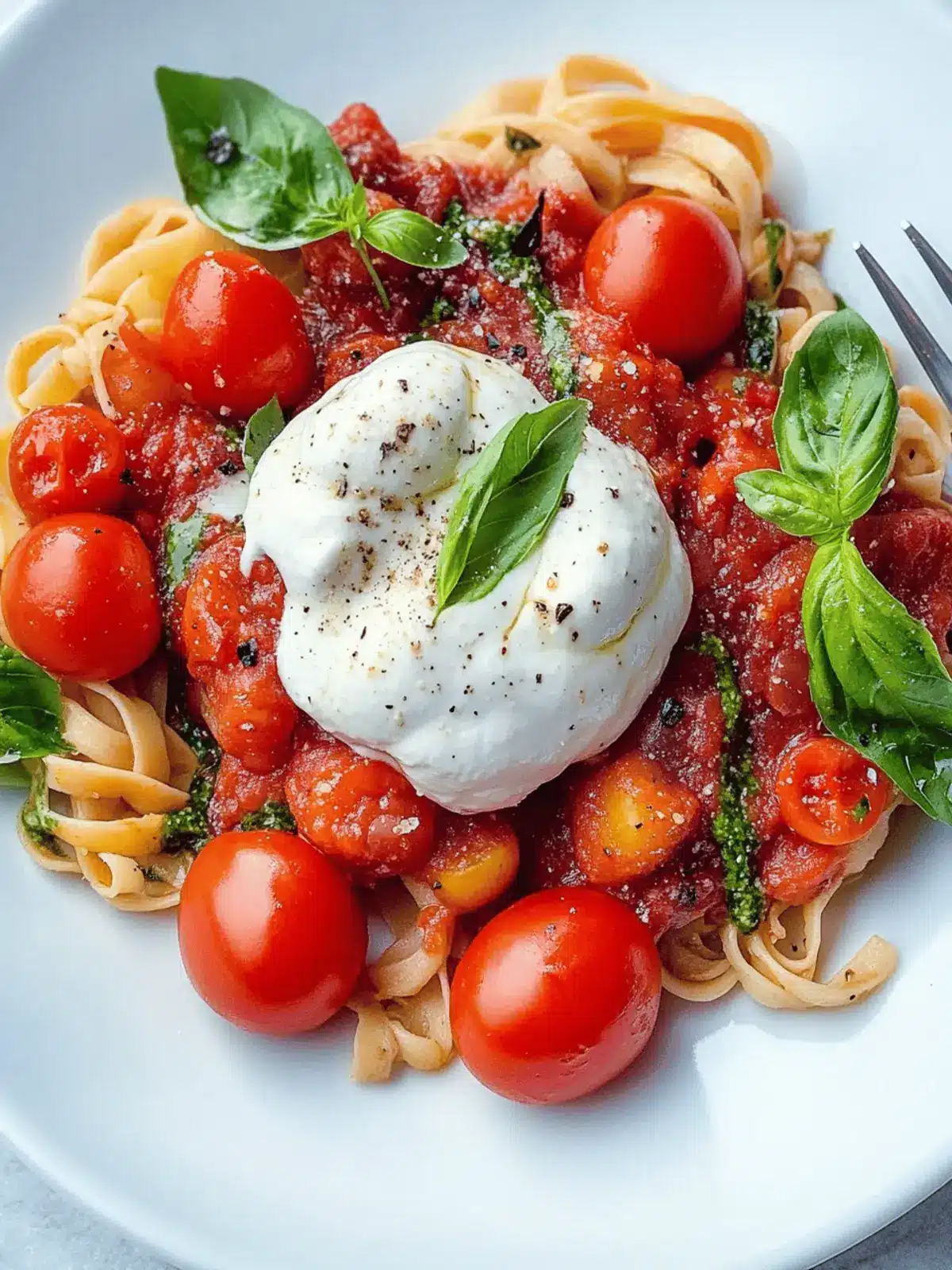 Tomaten-Burrata-Pasta