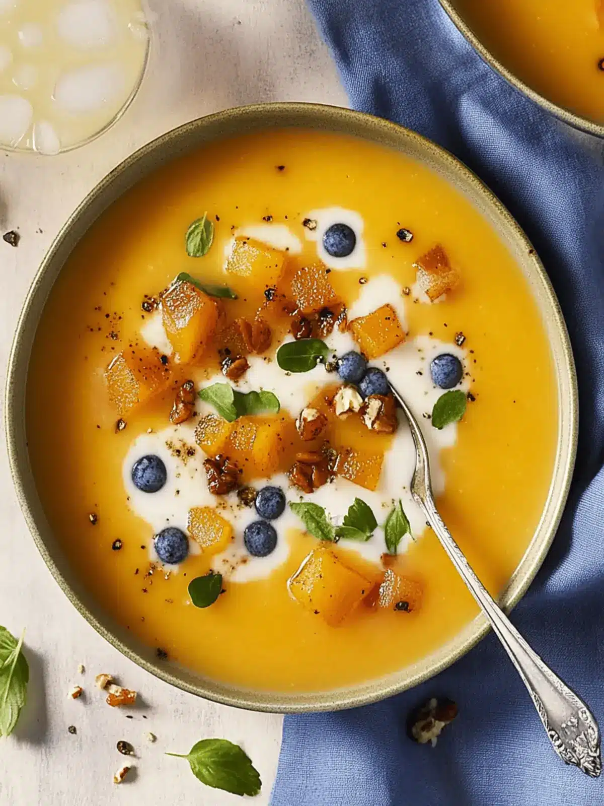 Wärmende Ernte Apfel- und Butternusskürbissuppe