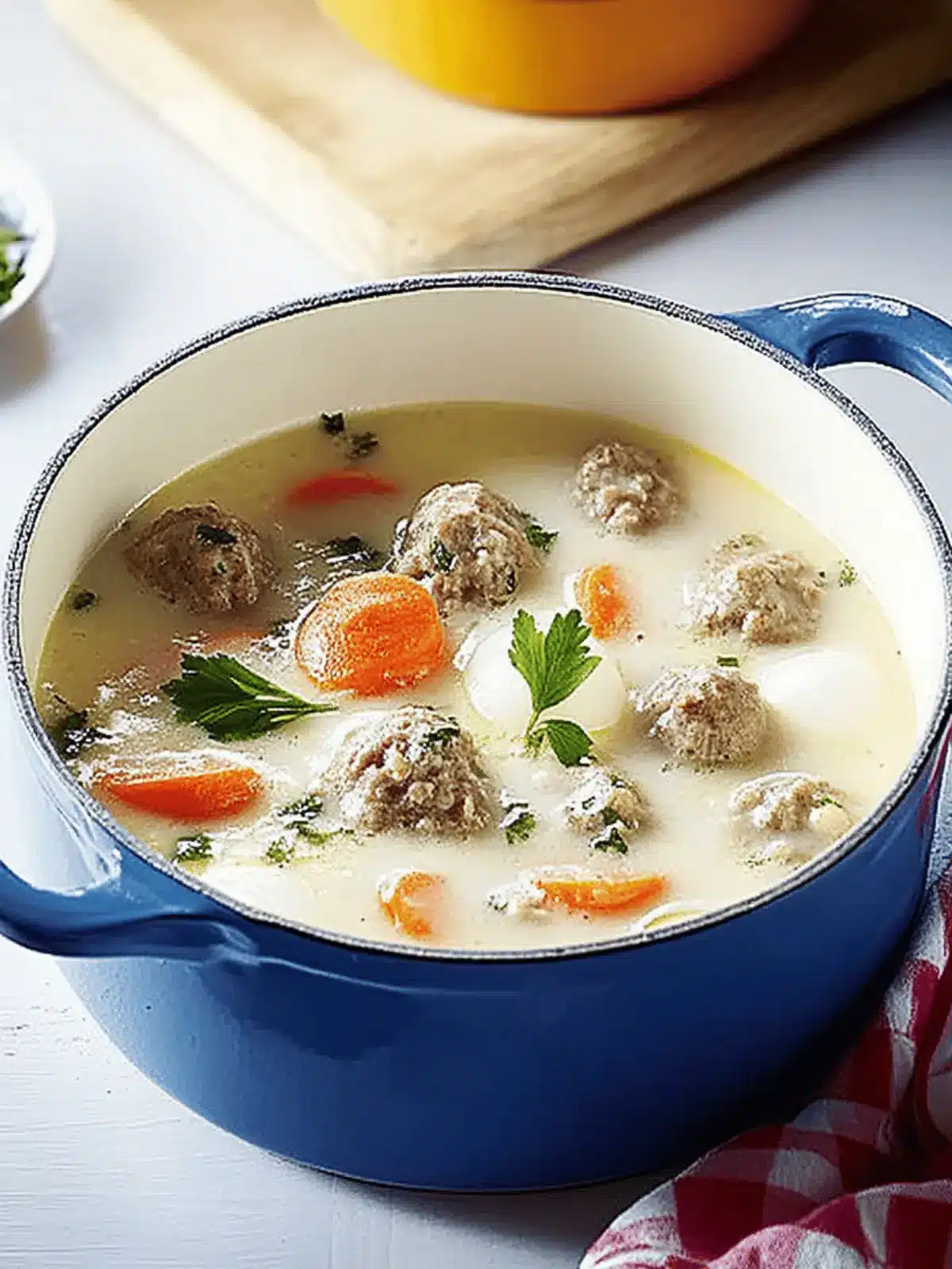 Kohlrabi Suppentopf mit Hackbällchen