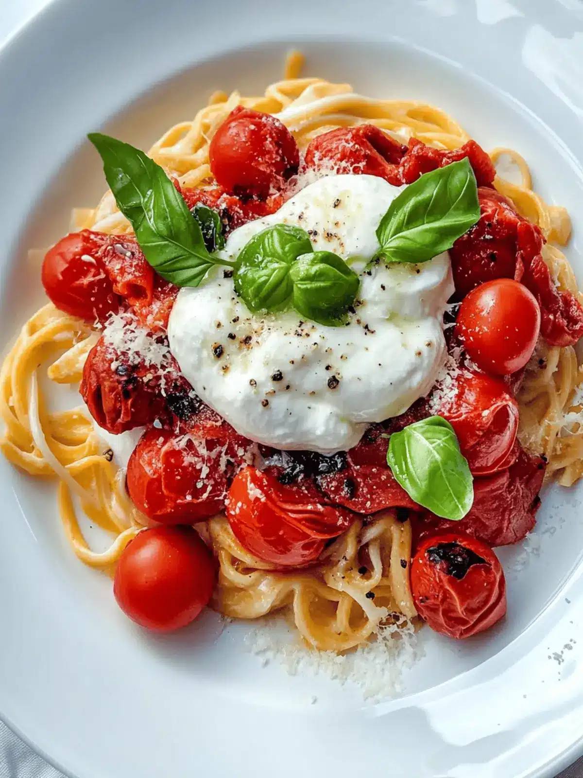 Tomaten-Burrata-Pasta