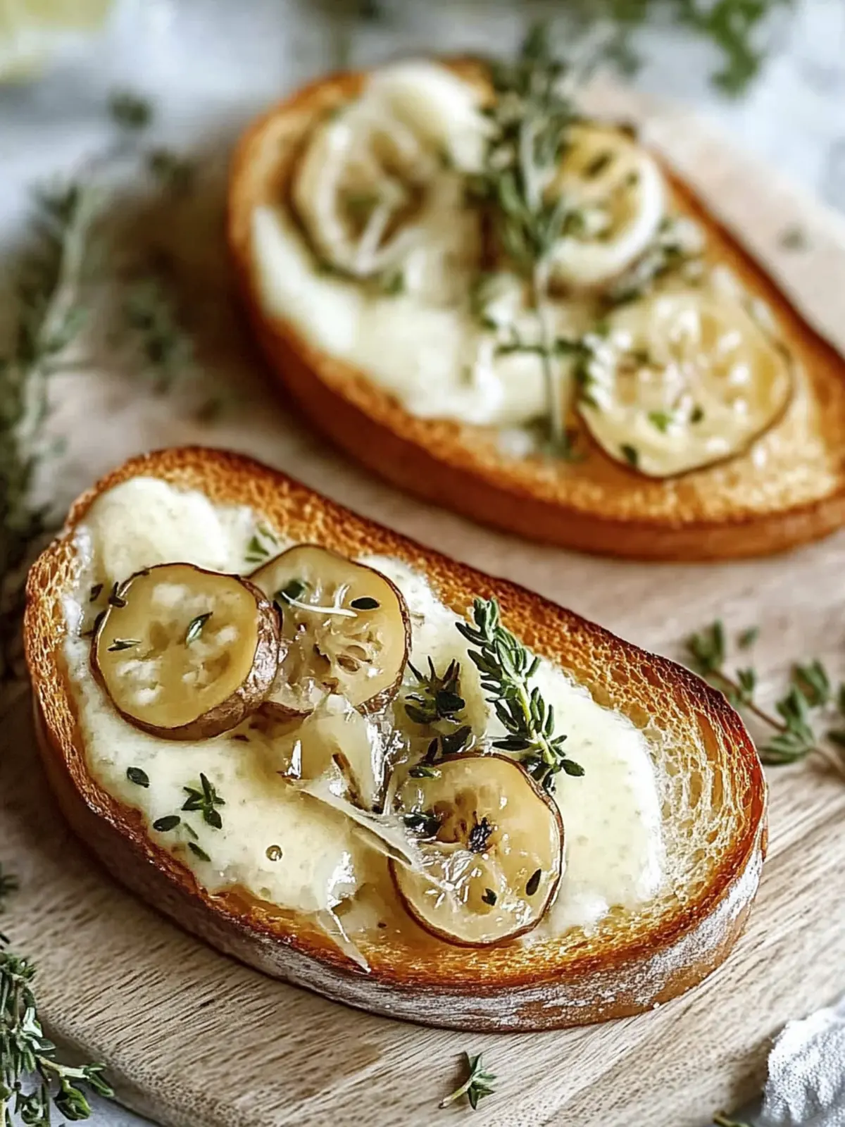 Knusprige Käse-Champignon-Knoblauch-Toasts