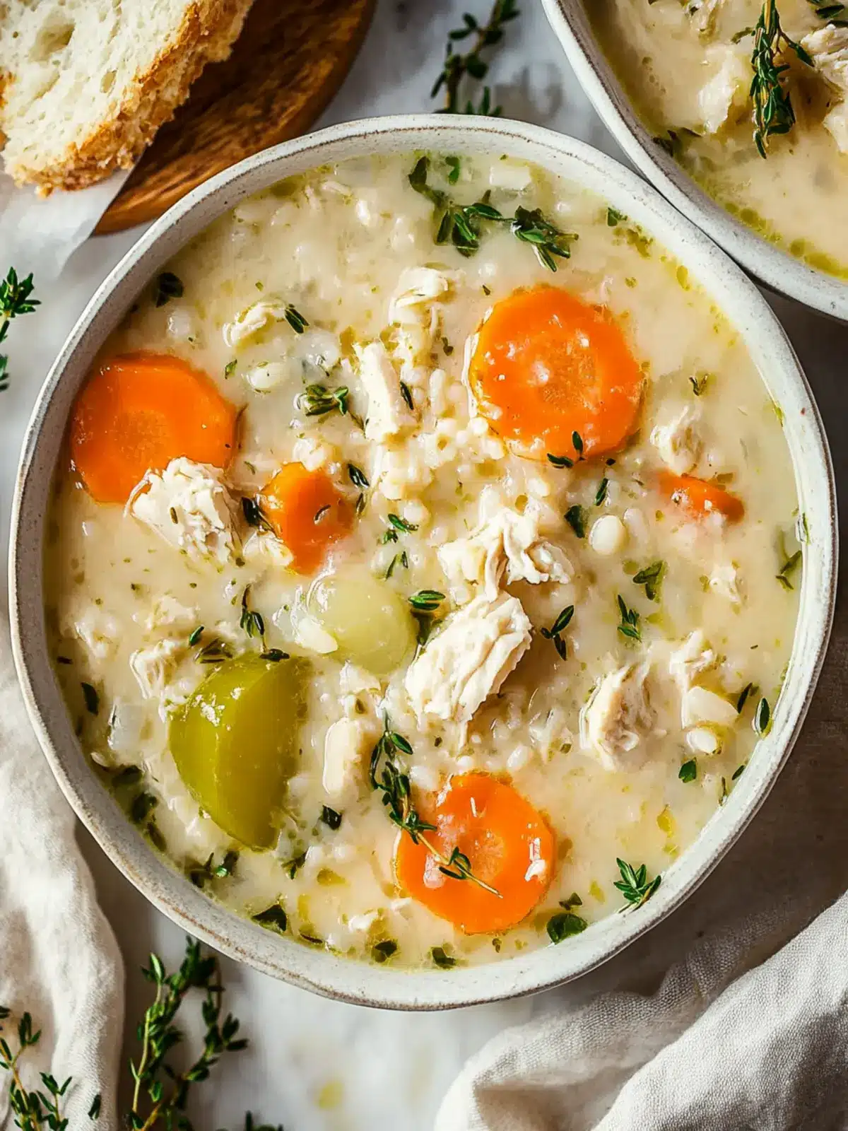 Cremige Hühner-Reis-Suppe