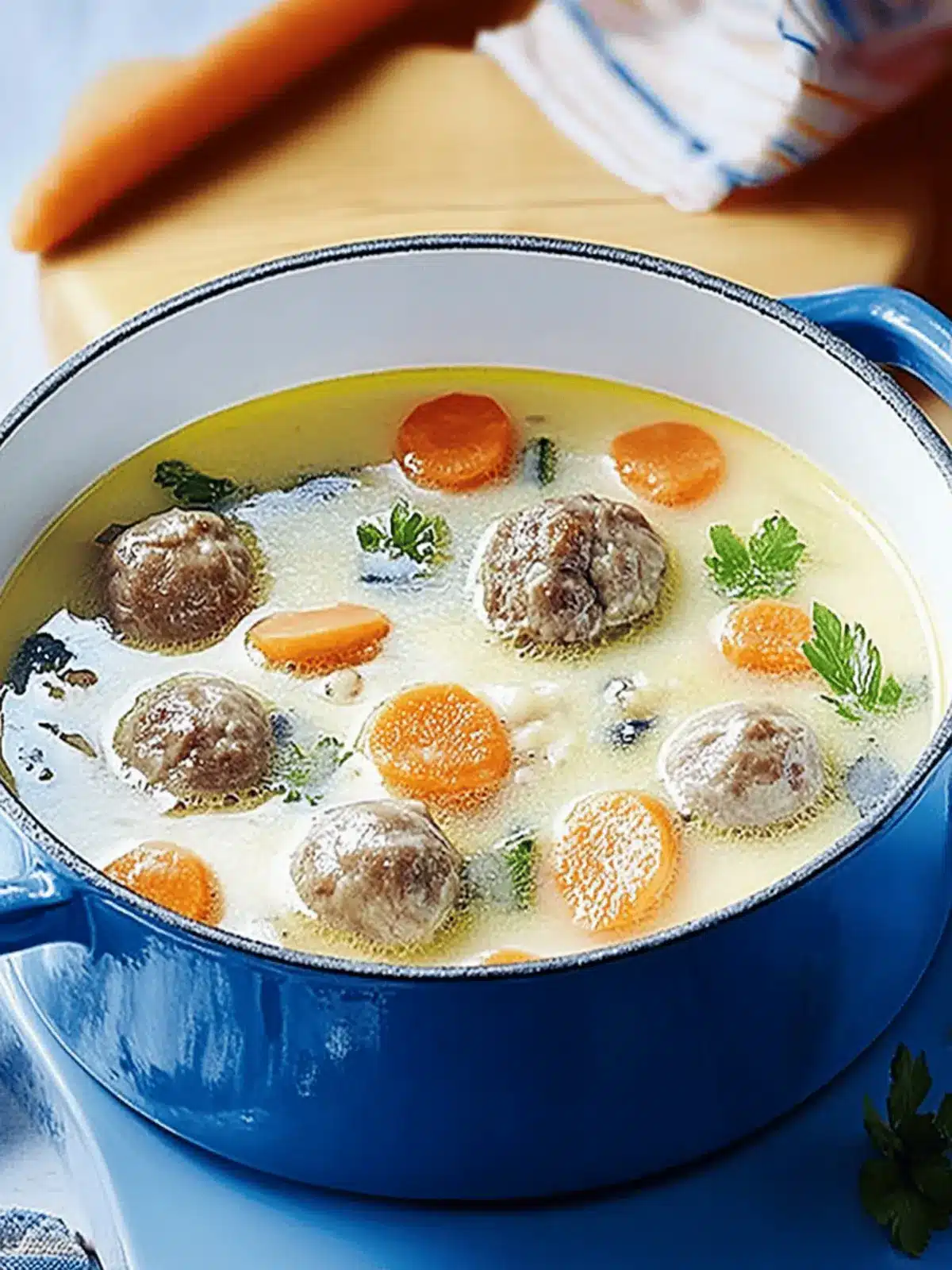 Kohlrabi Suppentopf mit Hackbällchen