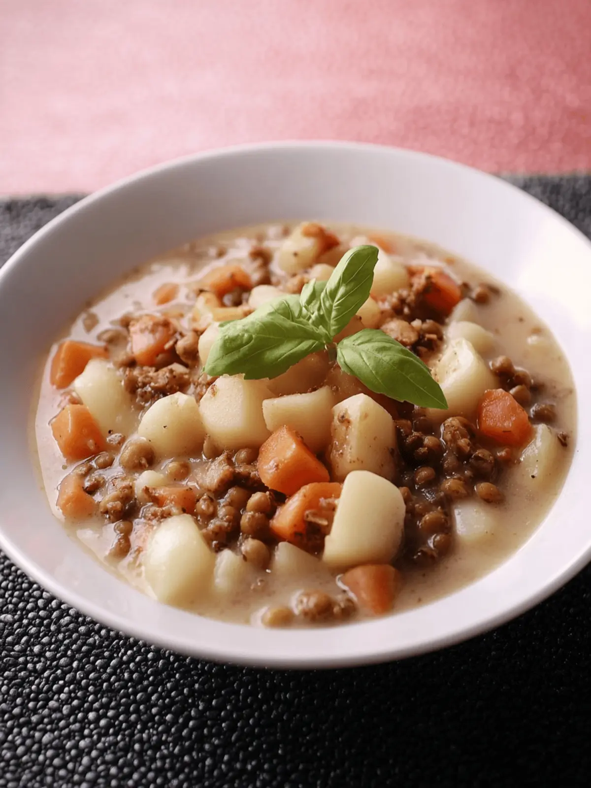 Lentil soup with smoked tofu