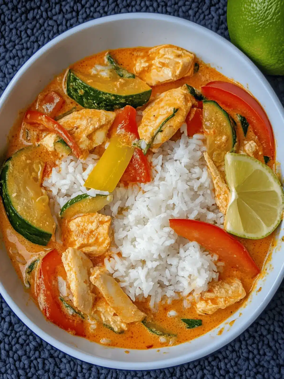 Chicken breast in cream cheese sauce with bell peppers and zucchini from the oven