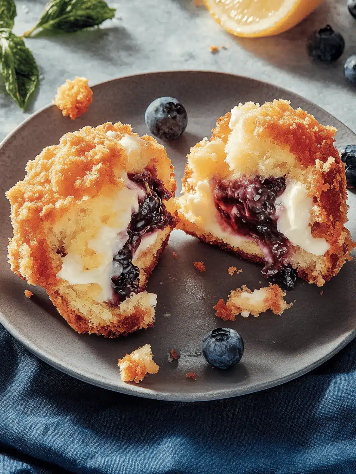 Heidelbeer-Käsekuchen-Crumble-Muffins