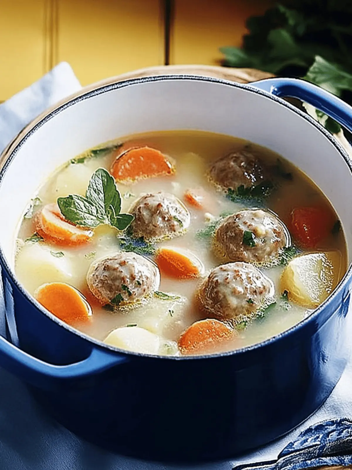 Kohlrabi Suppentopf mit Hackbällchen