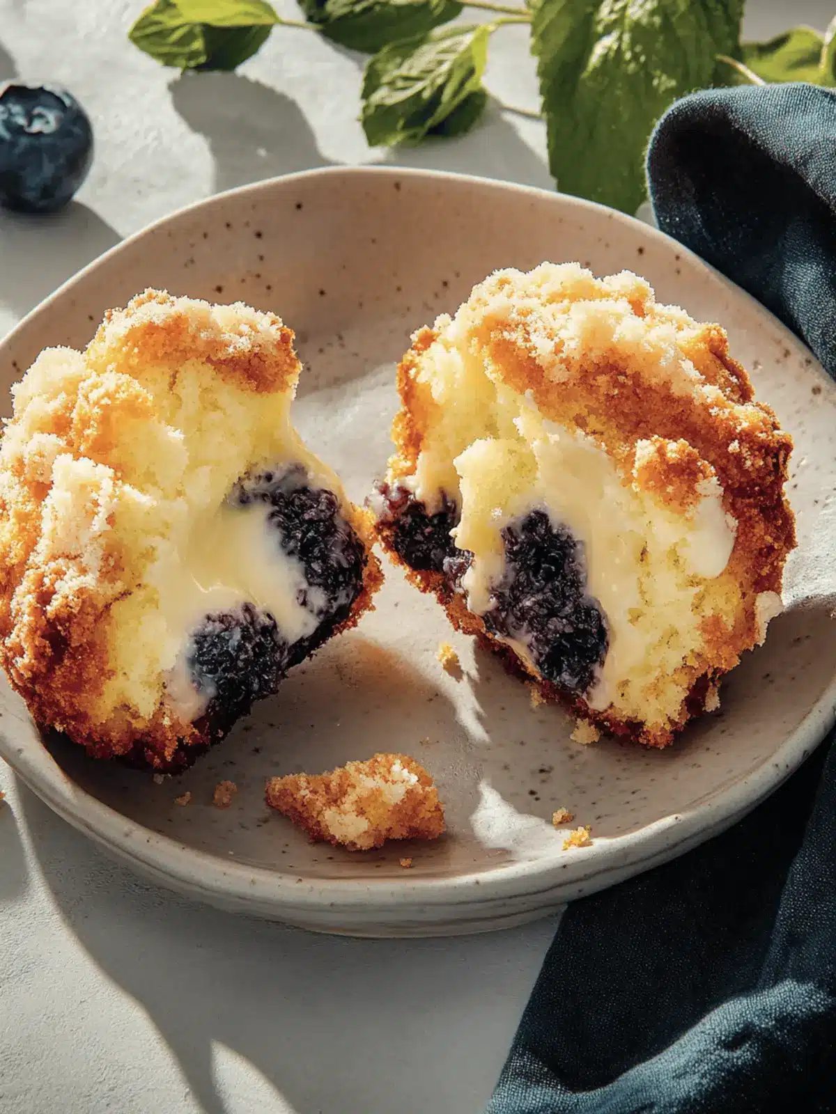 Heidelbeer-Käsekuchen-Crumble-Muffins