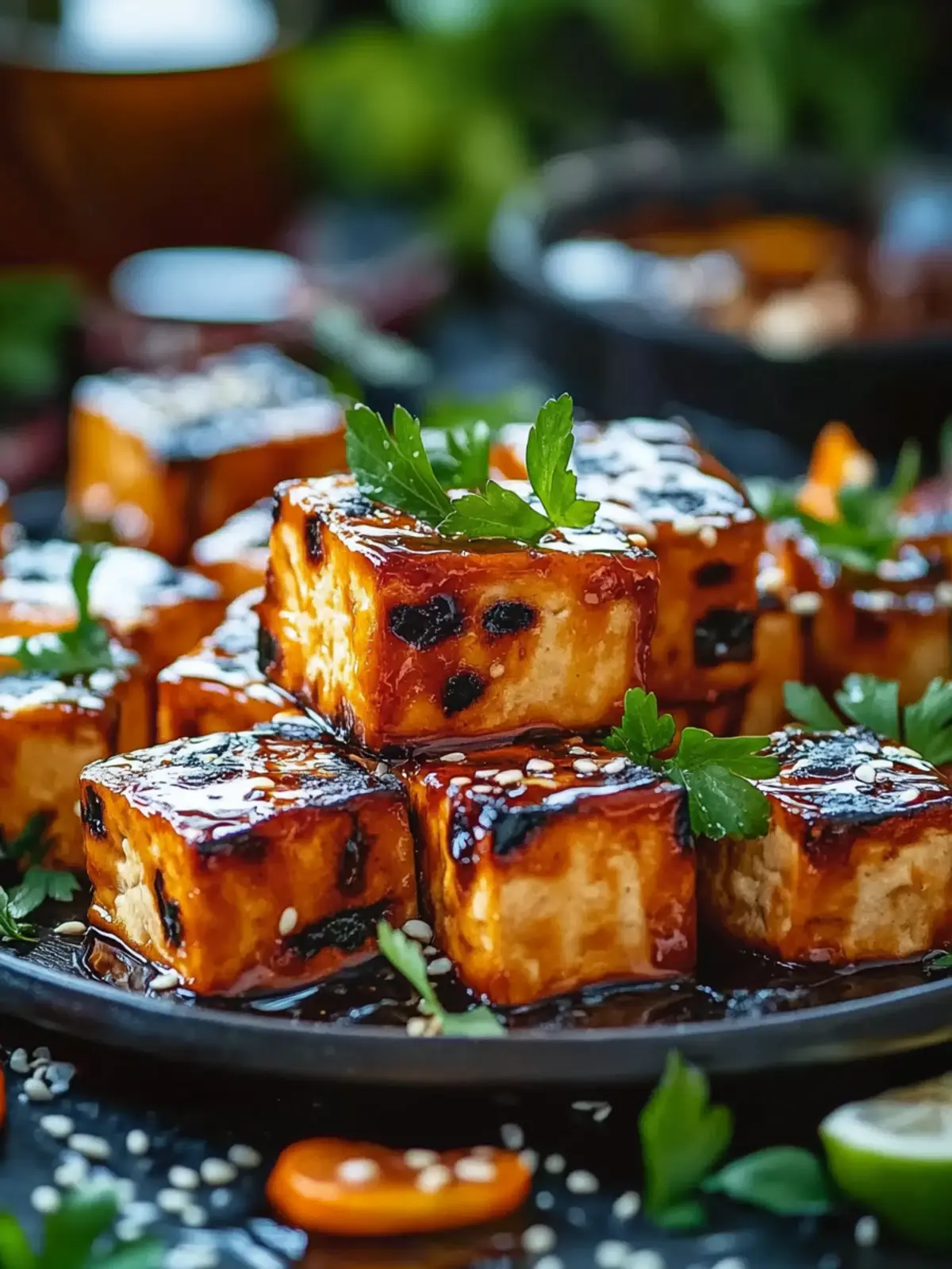 Knuspriger Grilltofu mit BBQ-Marinade