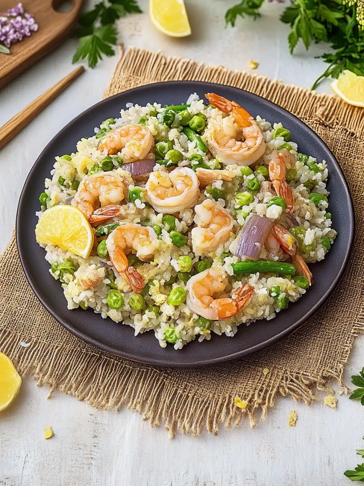 Reispfanne mit Garnelen und Gemüse