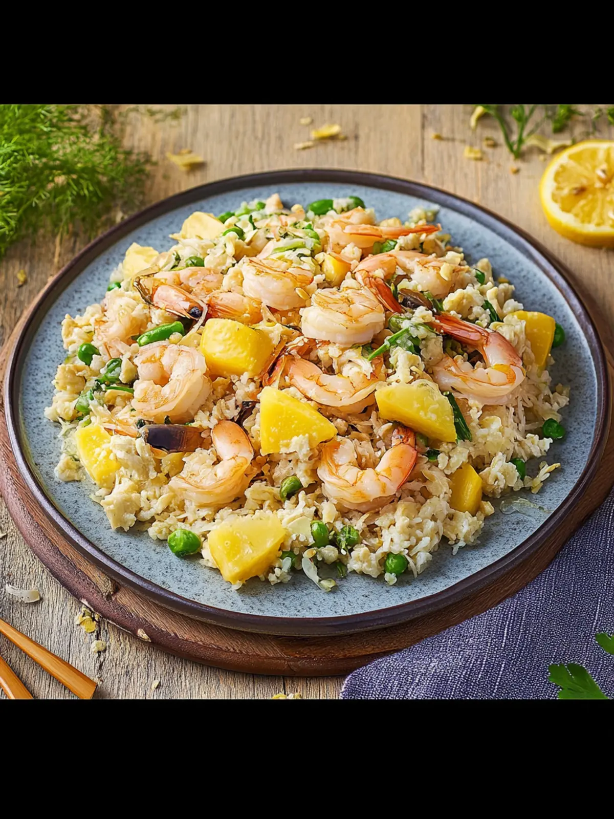 Reispfanne mit Garnelen und Gemüse