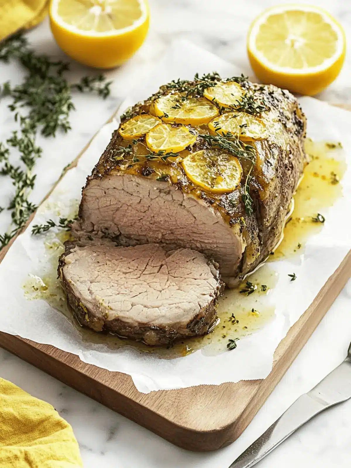 Juicy pork roast with onion sauce