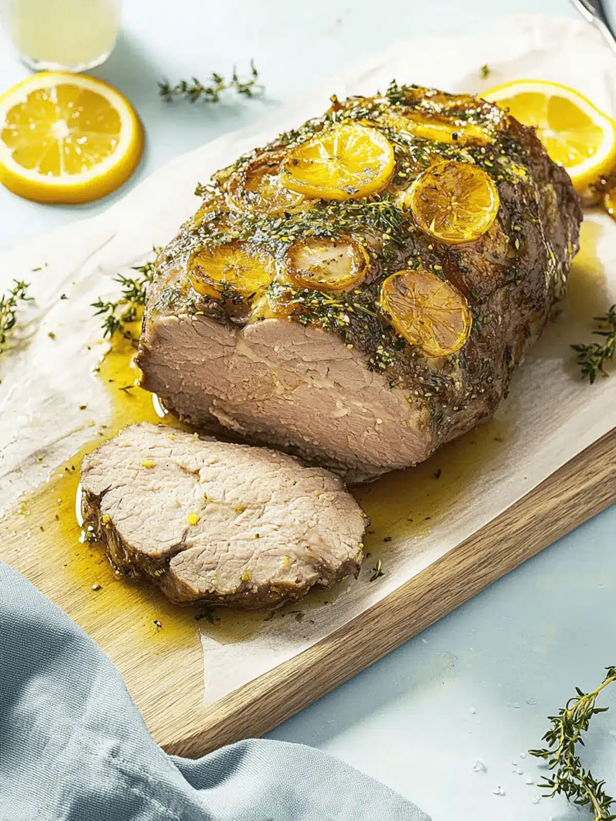 Juicy pork roast with onion sauce