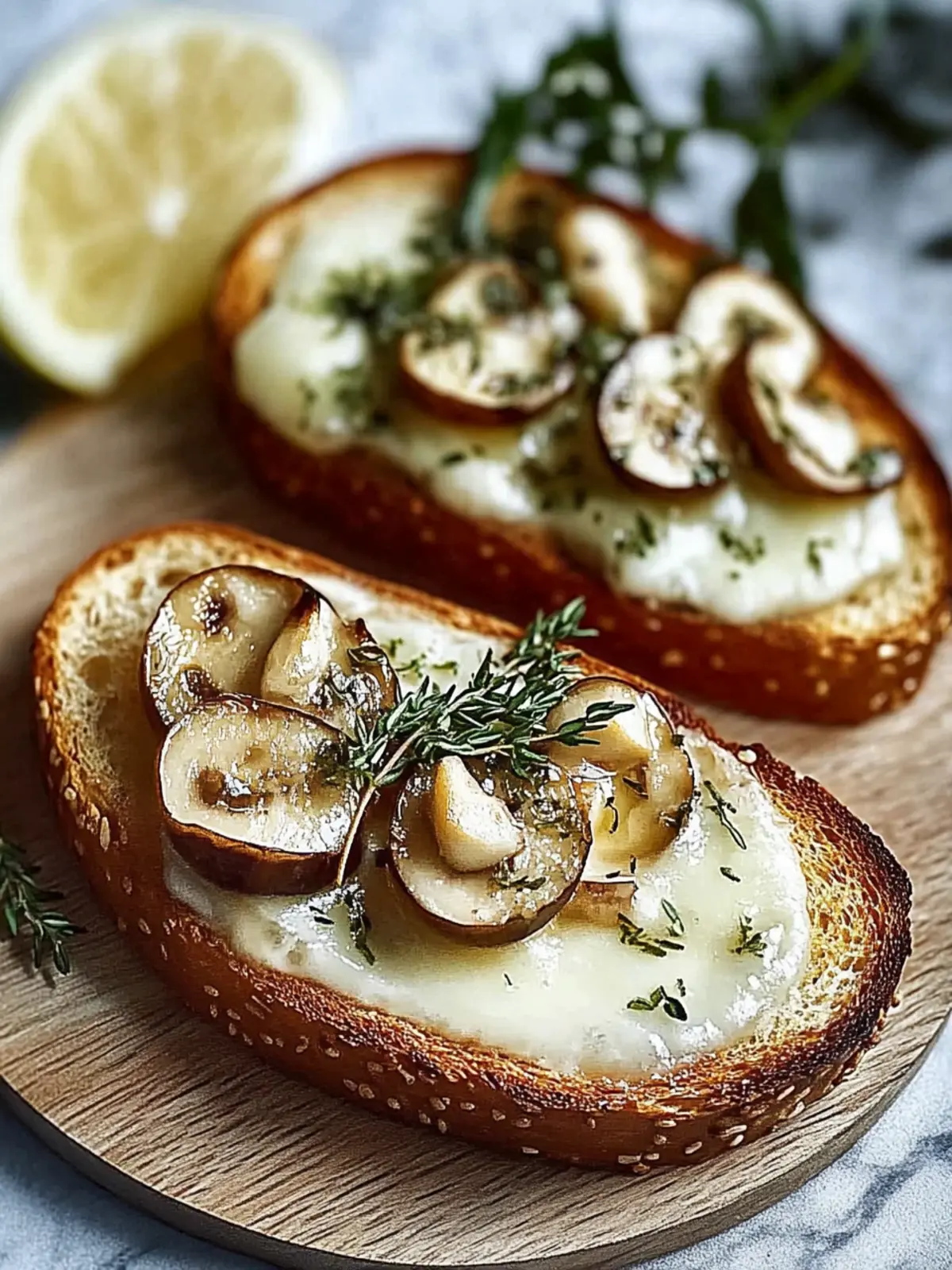 Knusprige Käse-Champignon-Knoblauch-Toasts