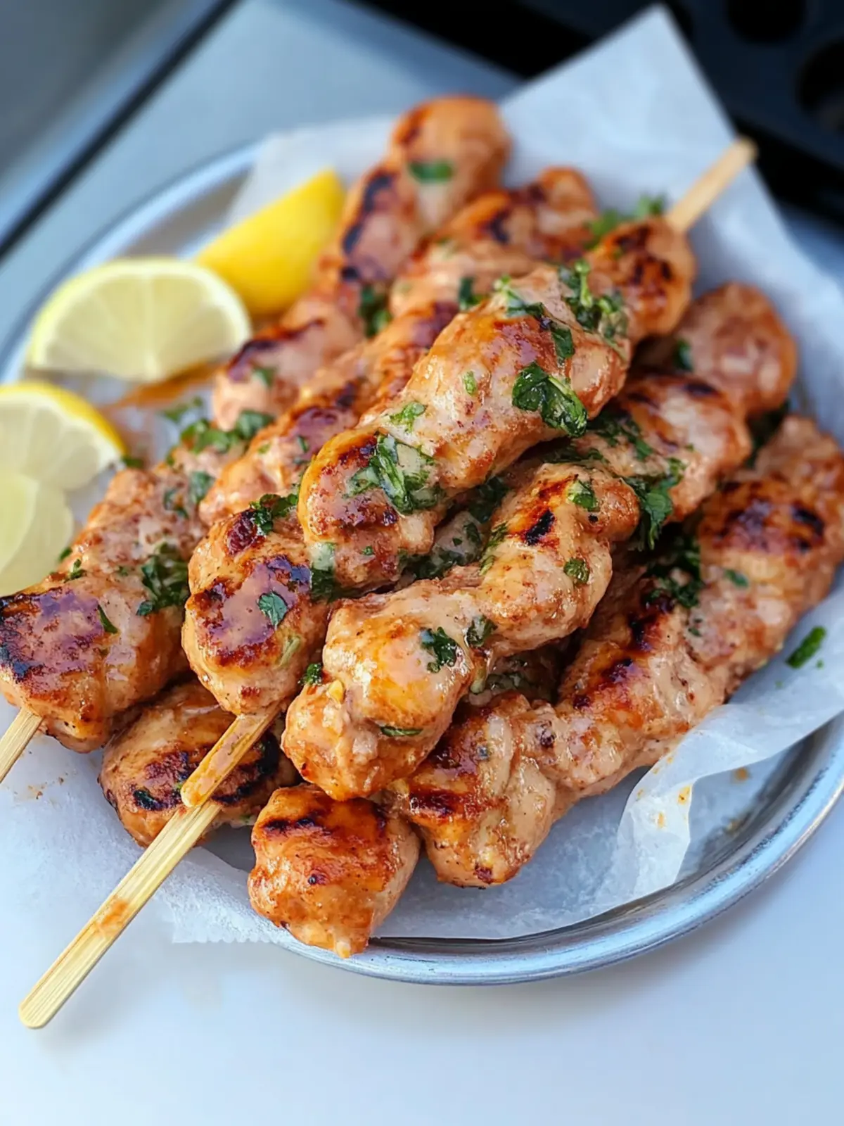 Knoblauch-Parmesan-Hähnchenspieße