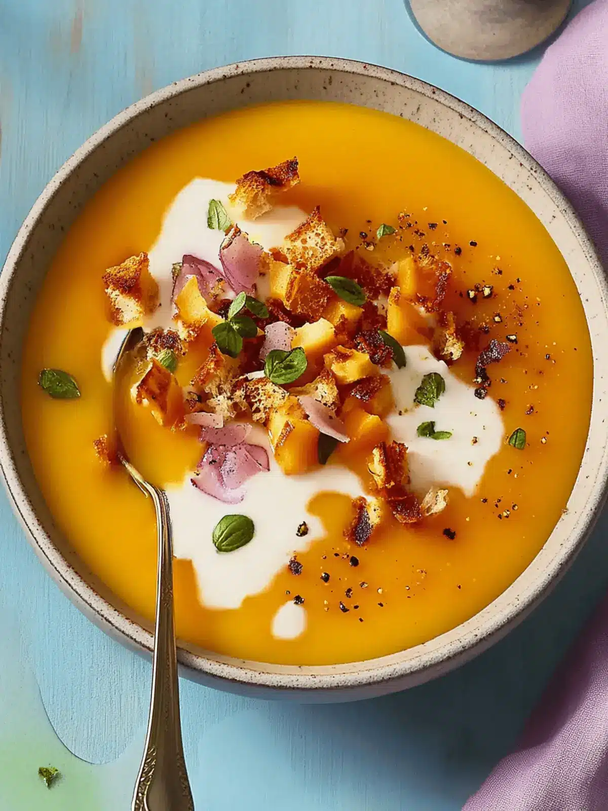 Wärmende Ernte Apfel- und Butternusskürbissuppe