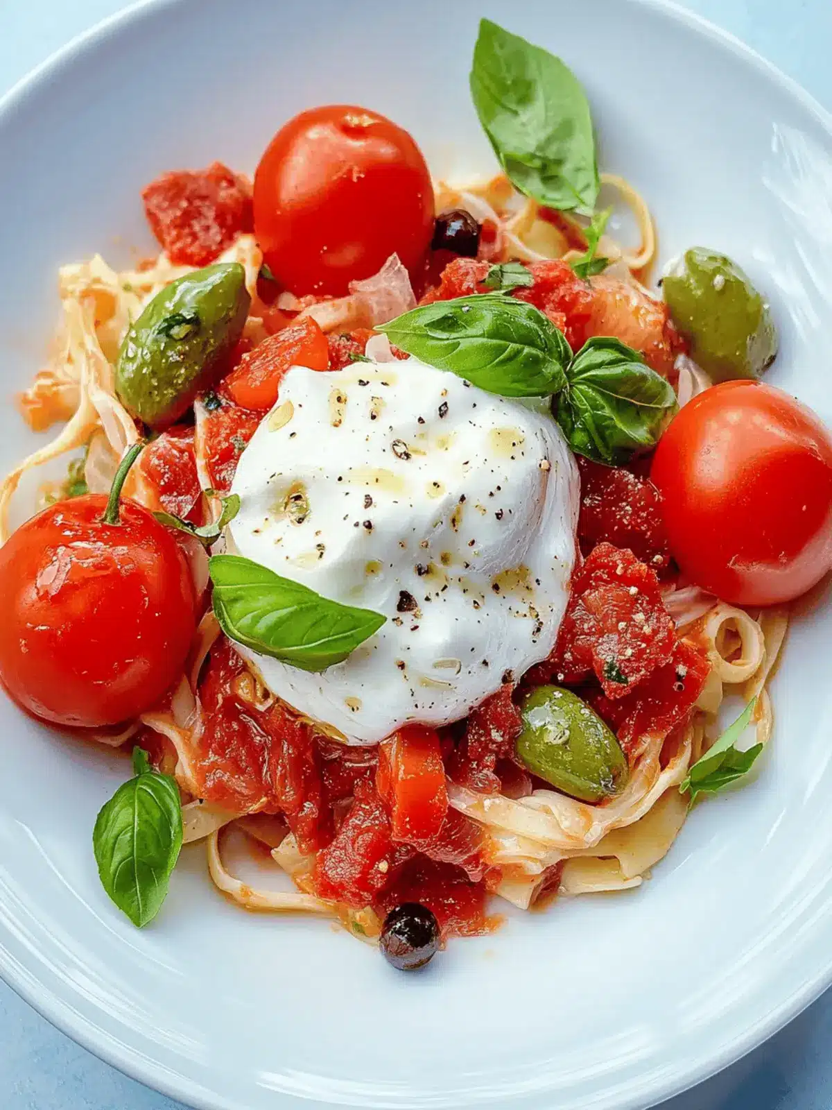 Tomaten-Burrata-Pasta