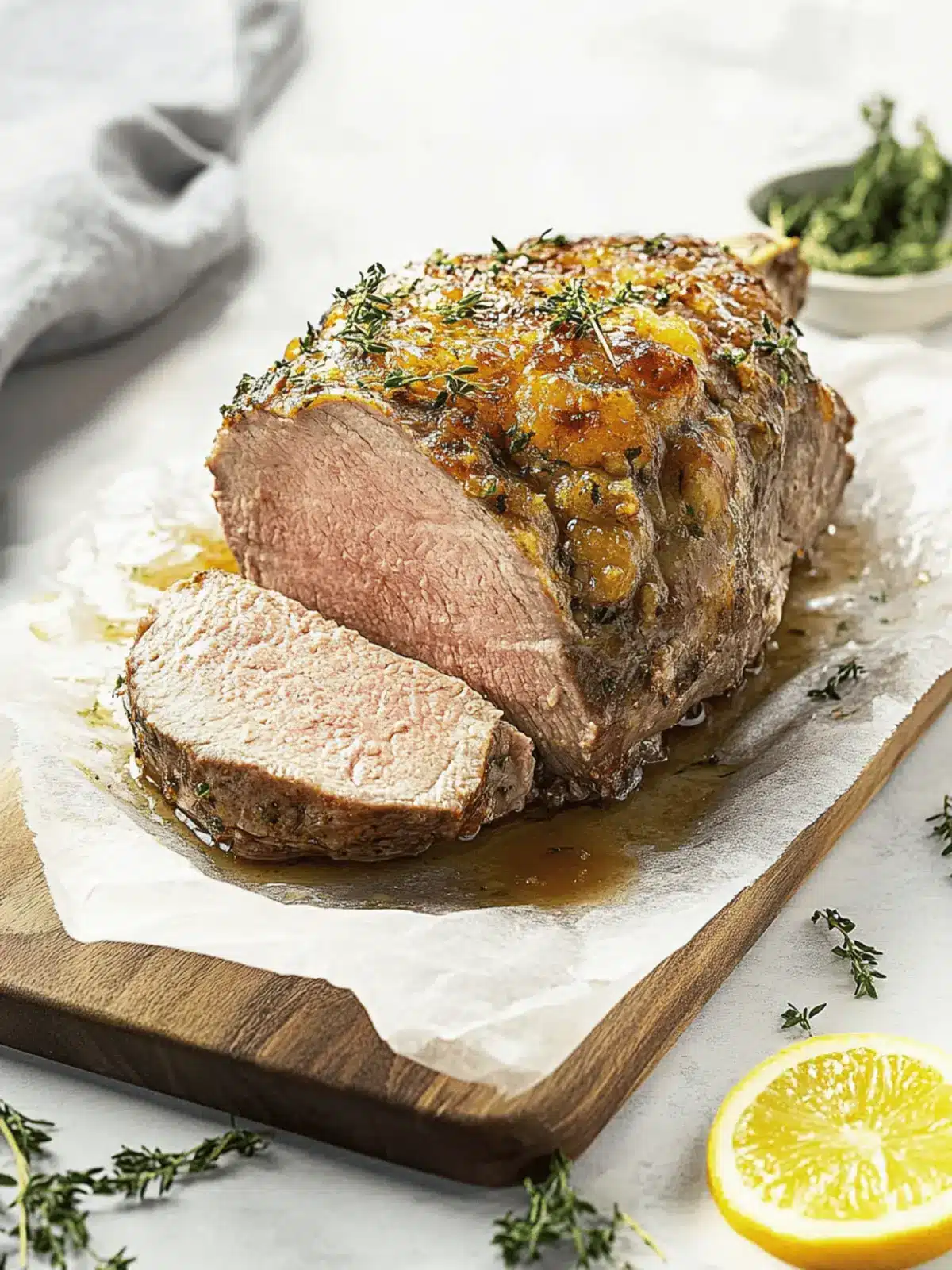 Juicy pork roast with onion sauce