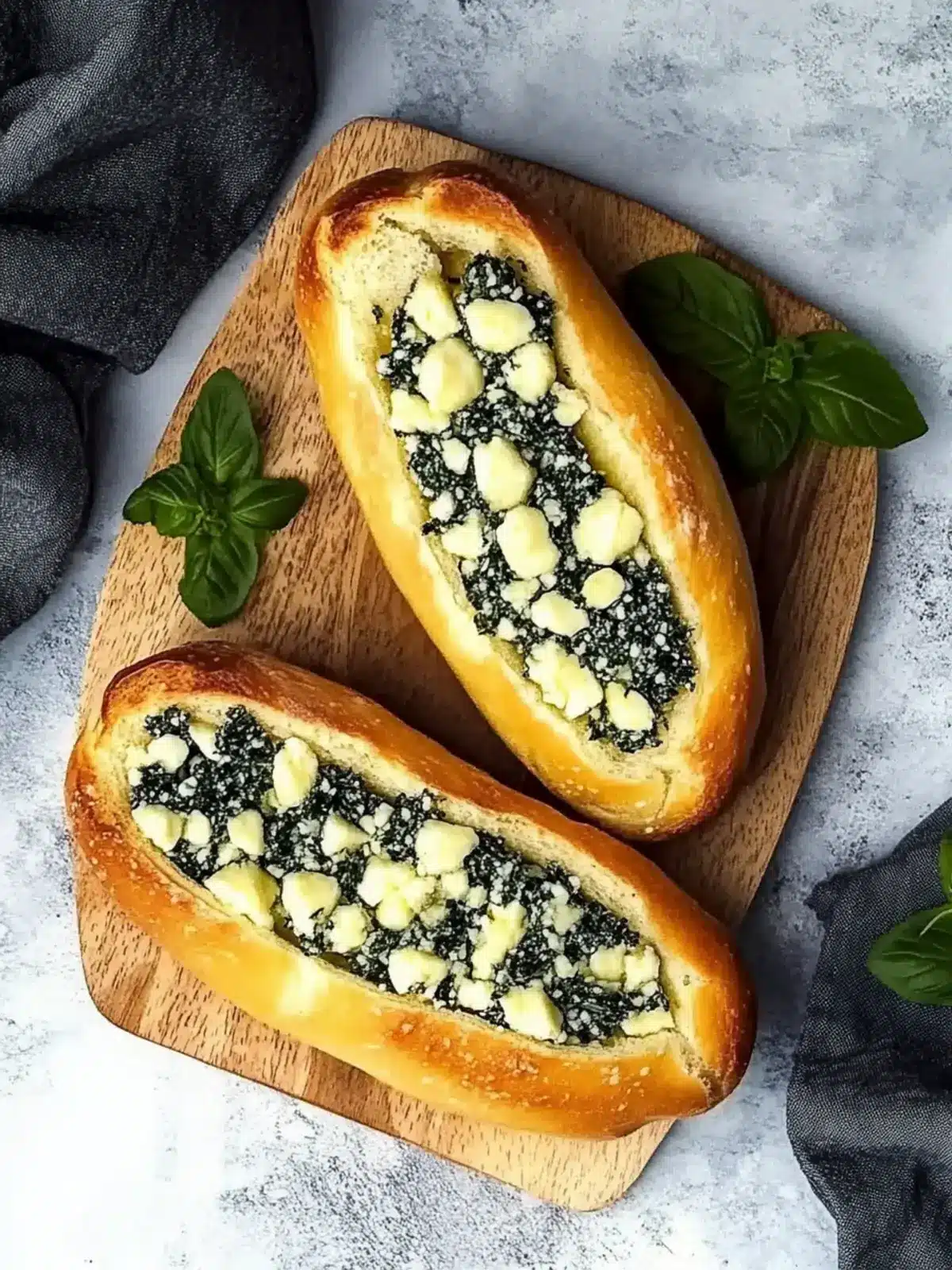 Stuffed pretzel sticks with spinach and feta
