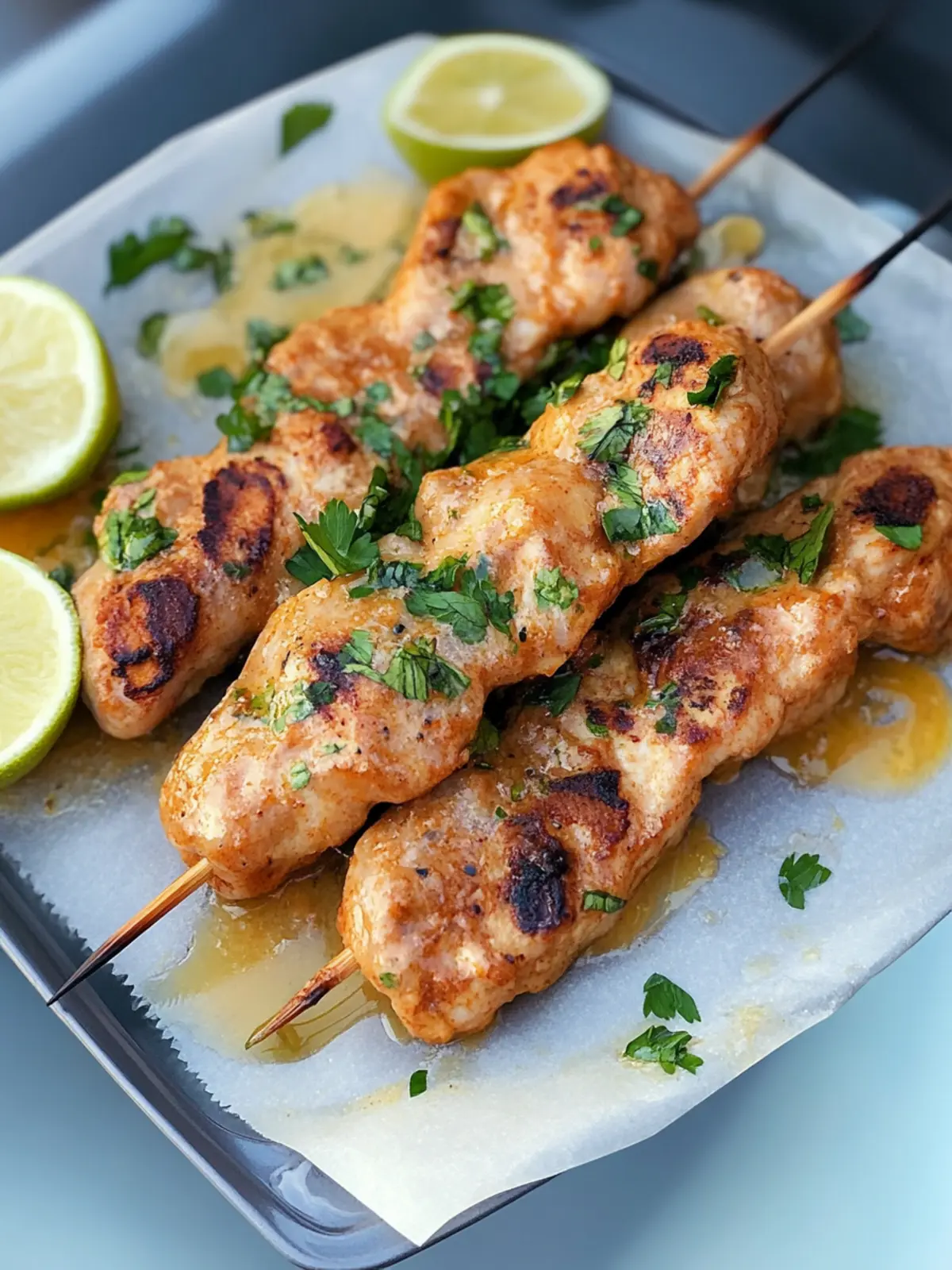 Knoblauch-Parmesan-Hähnchenspieße