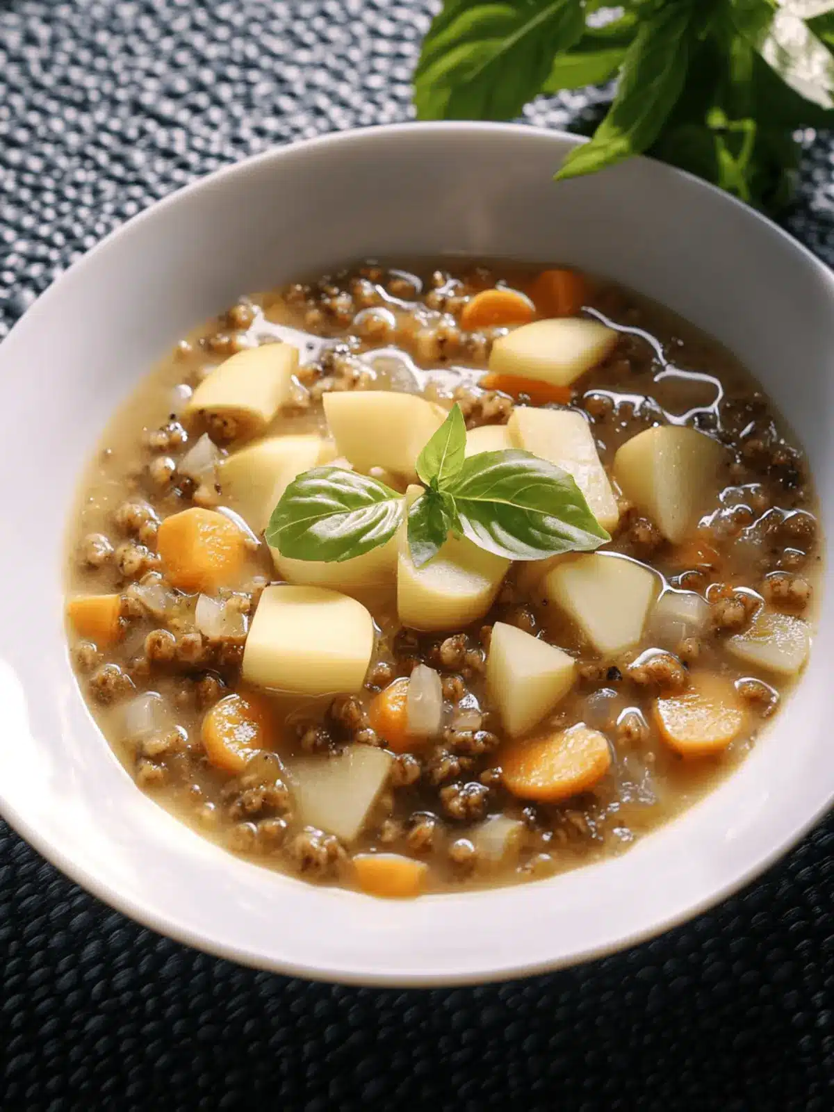 Lentil soup with smoked tofu