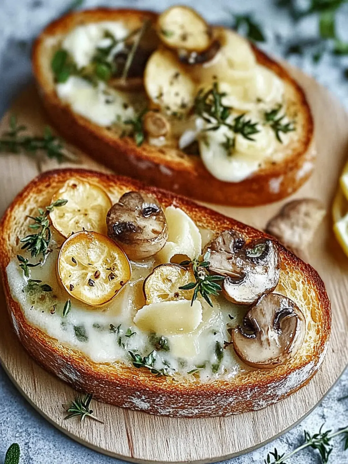 Knusprige Käse-Champignon-Knoblauch-Toasts