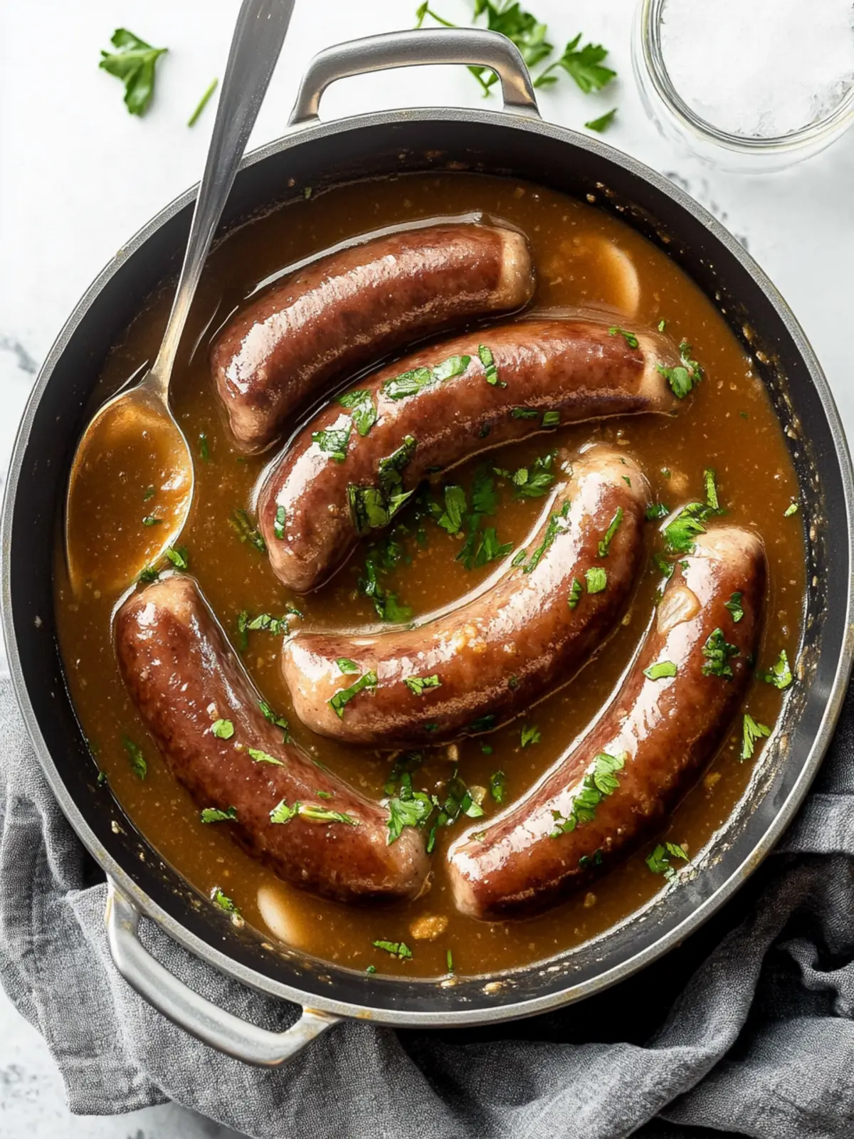 Bratwurst mit Zwiebelsauce