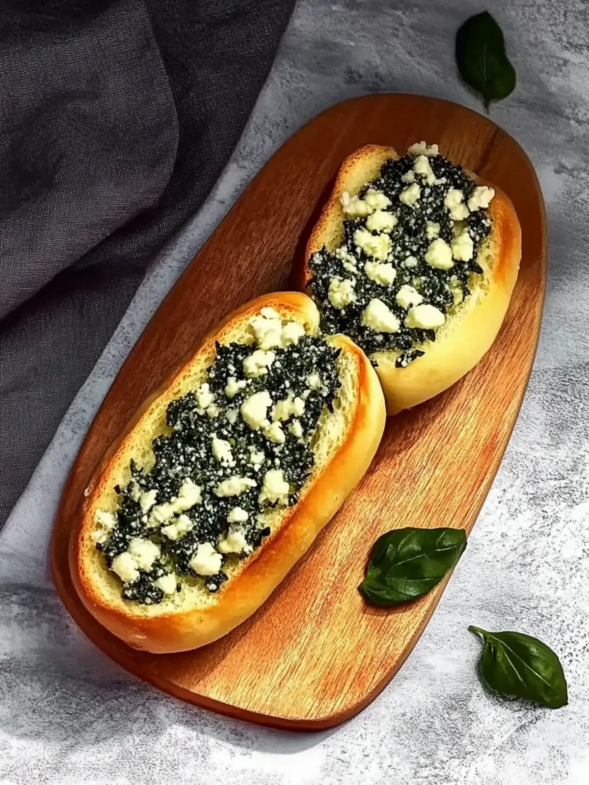 Filled pretzel sticks with spinach and feta