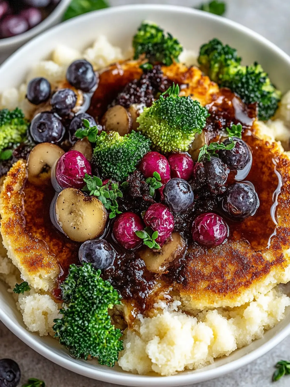 Vegane Schnitzel-Bowl mit Pilzsoße