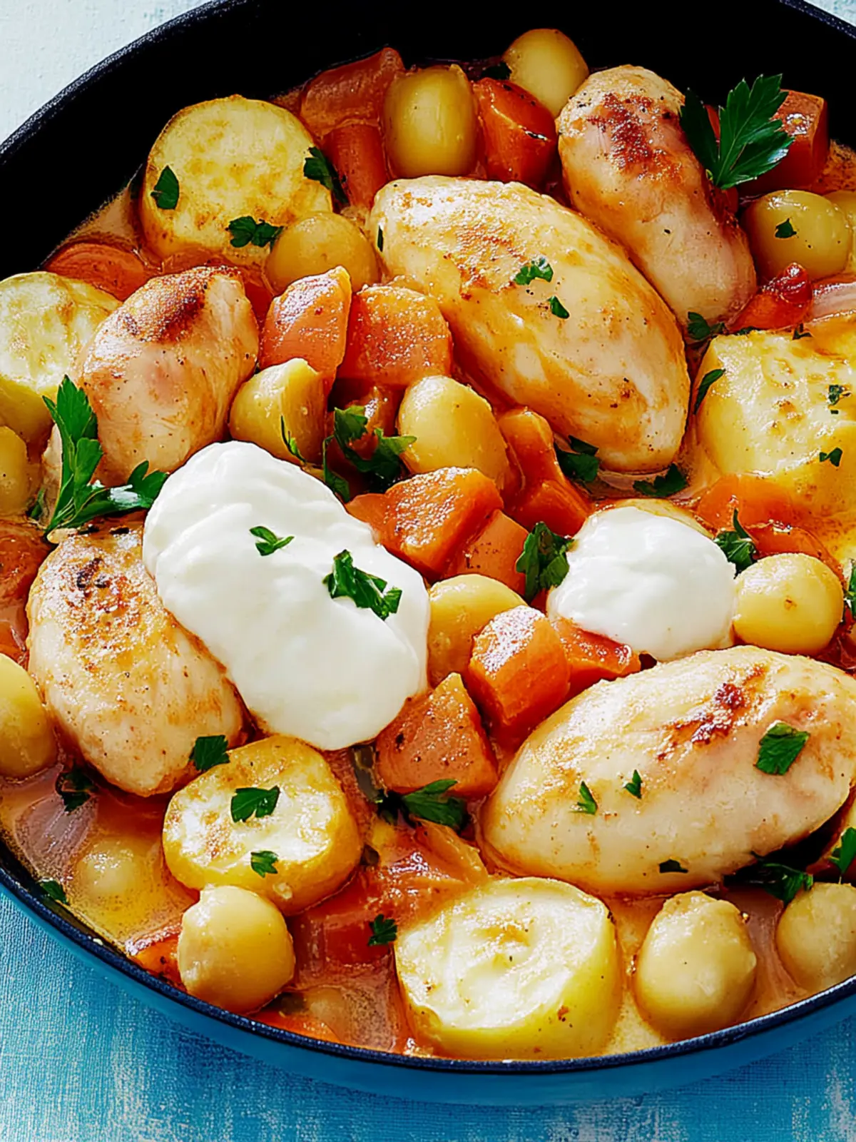 Hähnchen-Gnocchi-Pfanne in Pfeffercreme