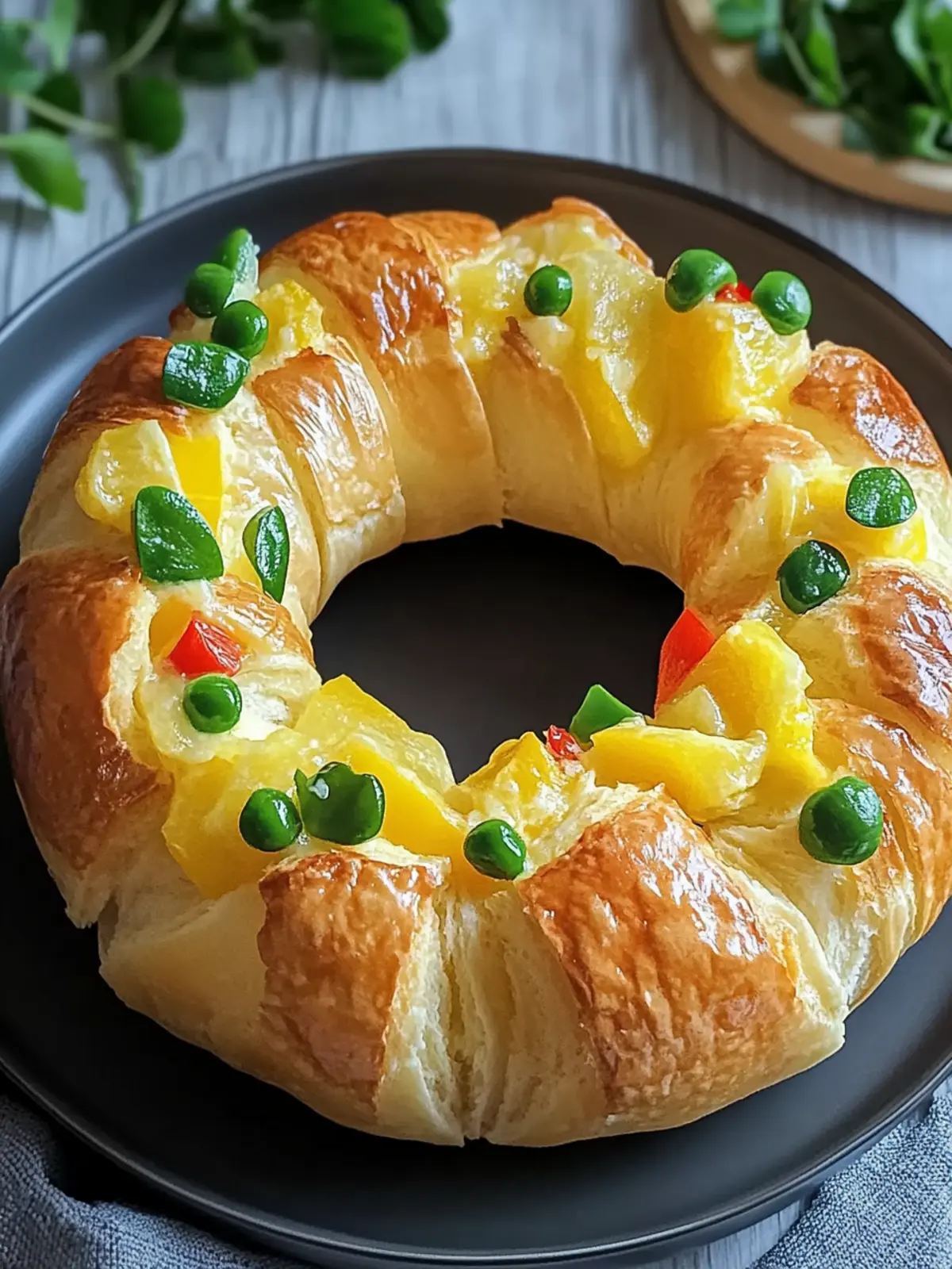 Rührei Ring aus Croissant Teig mit viel Käse