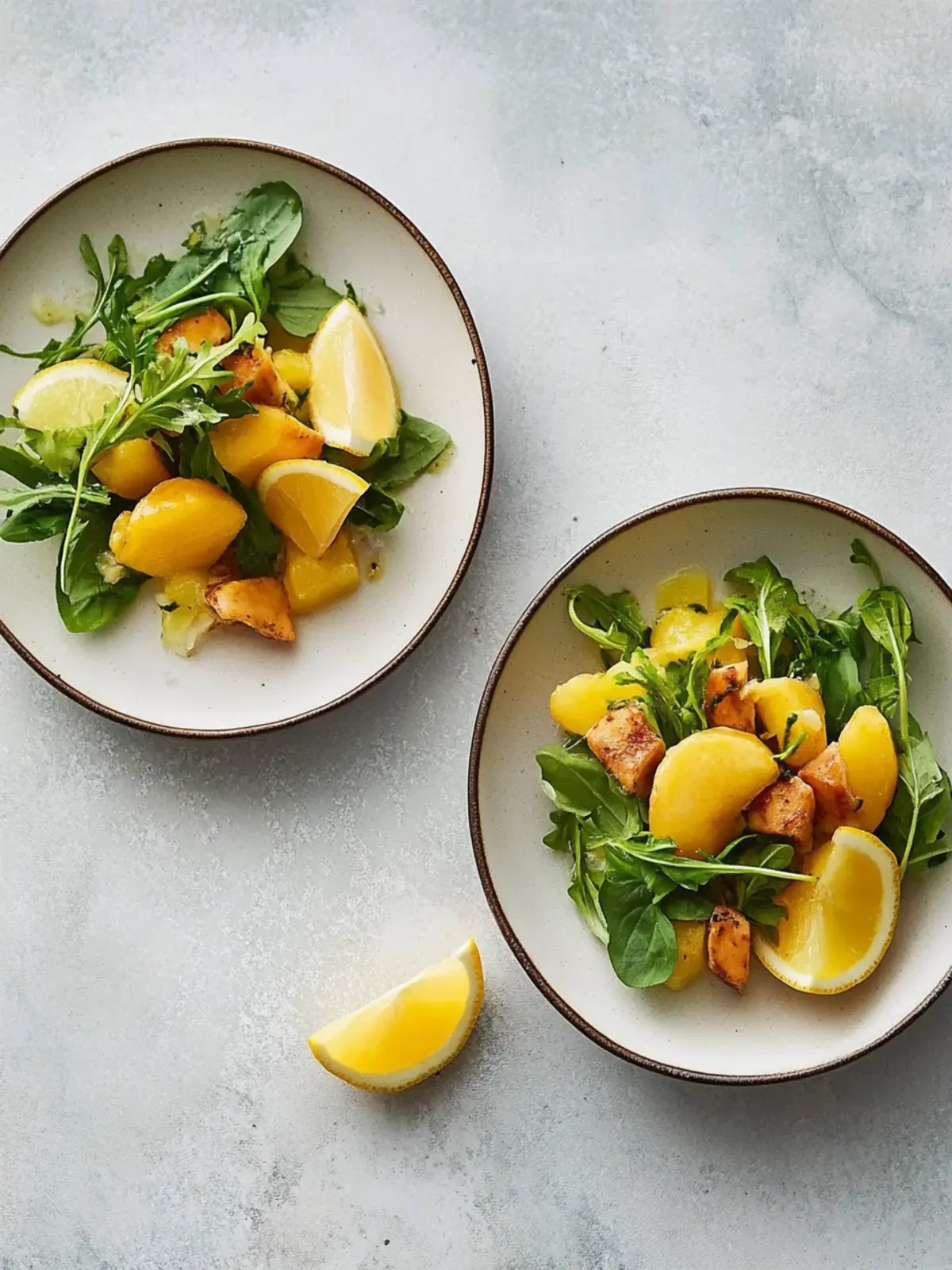 Rauchlachs-Mango-Salat mit Croûtons