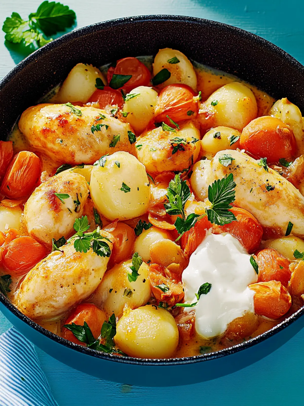 Hähnchen-Gnocchi-Pfanne in Pfeffercreme