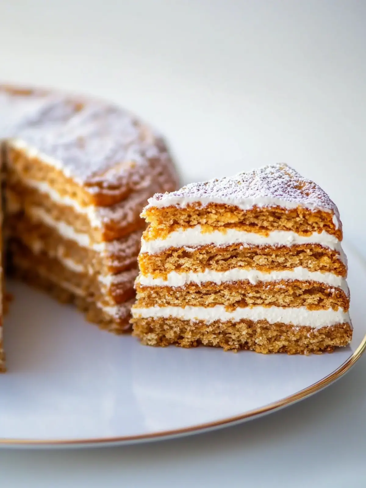 Russischer Honigkuchen mit Schmandcreme und Naturjoghurt