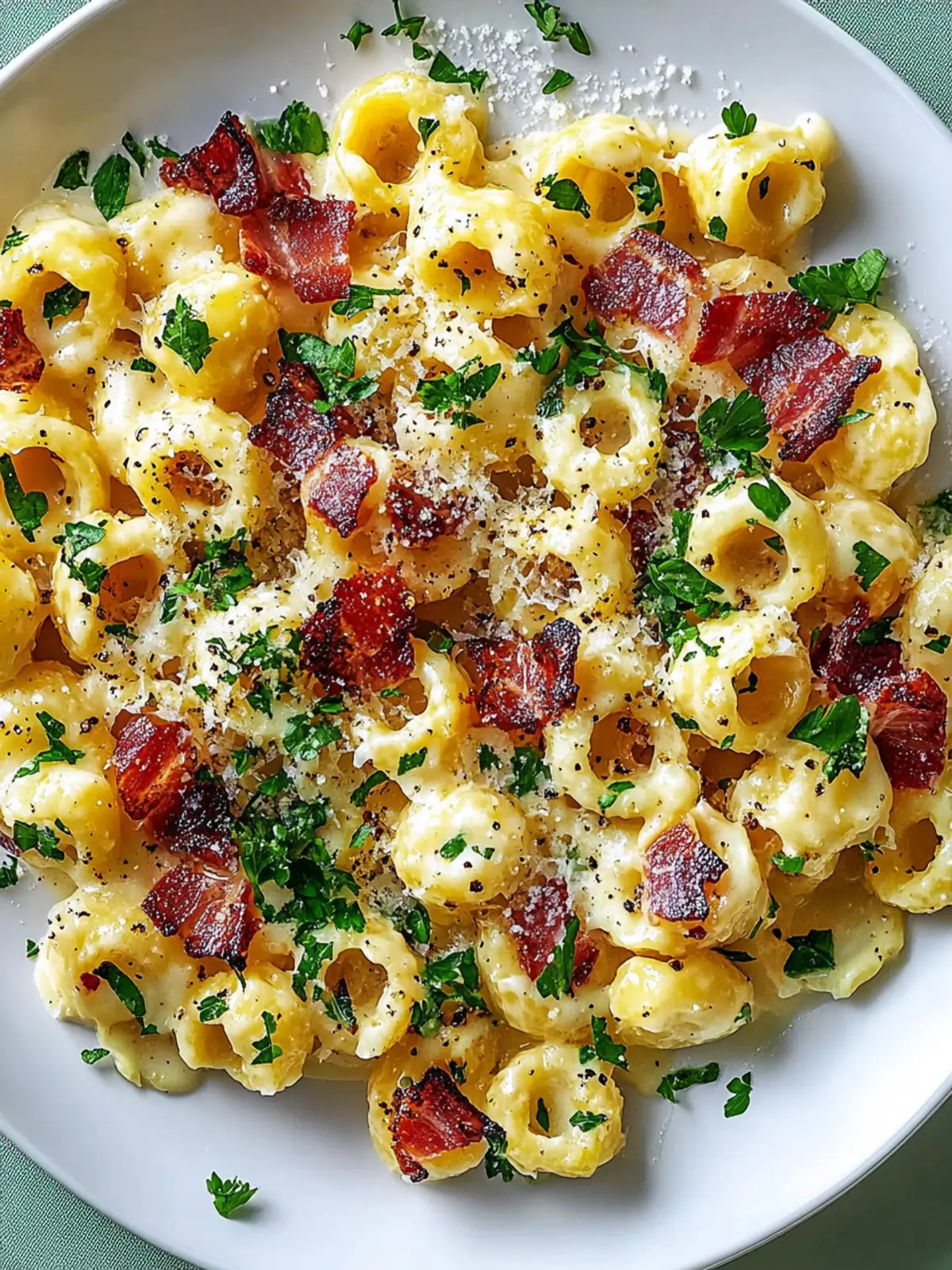 Spätzle-Carbonara mit knusprigem Speck