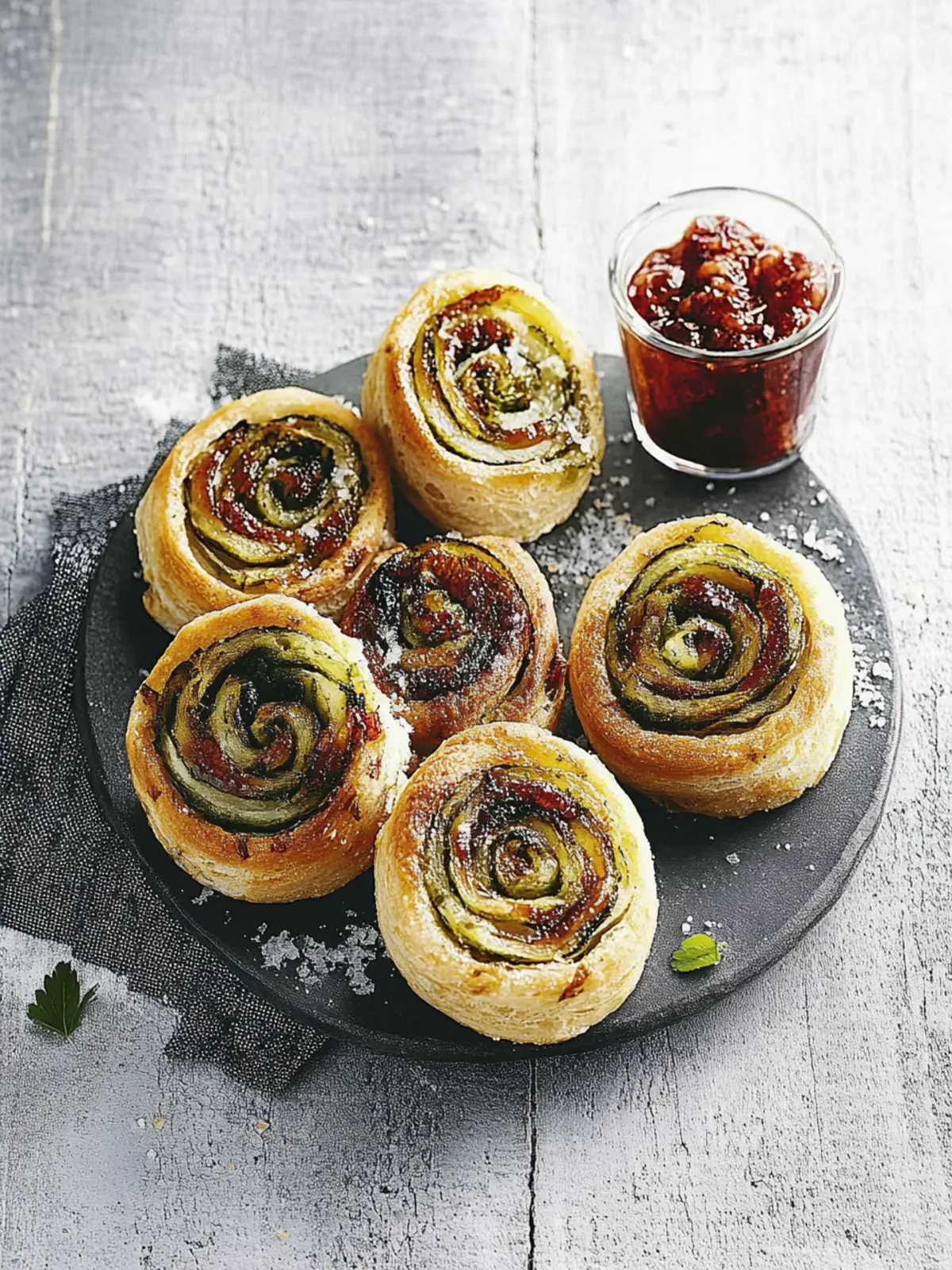 Pizza-Schnecken mit grünem Pesto