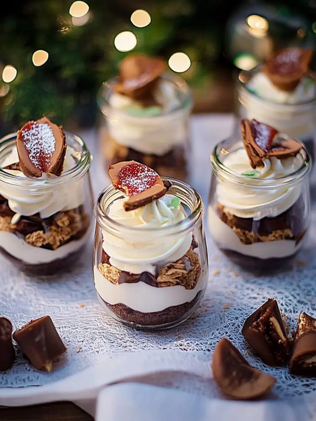 Dessert mit Bueno-Creme und fluffigem Brownie-Boden