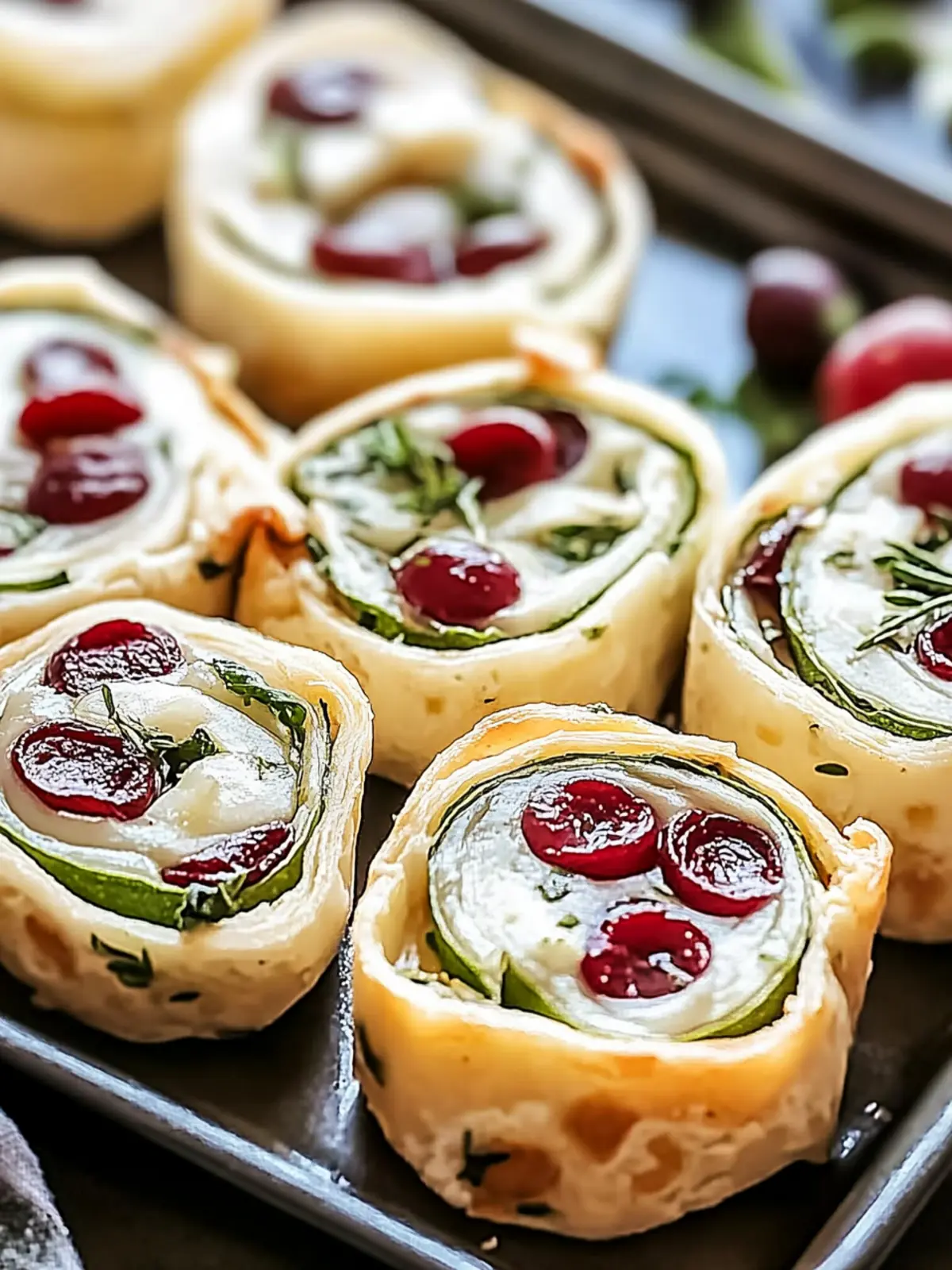 Weihnachtscranberry-Roll-Ups für Feste und Feiern