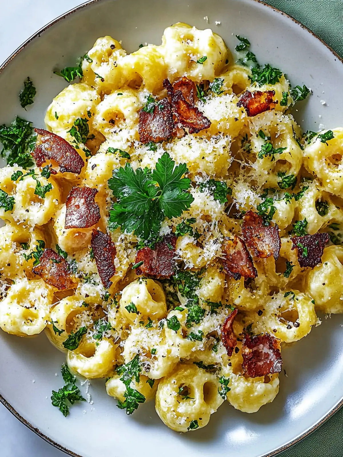 Spätzle-Carbonara mit knusprigem Speck