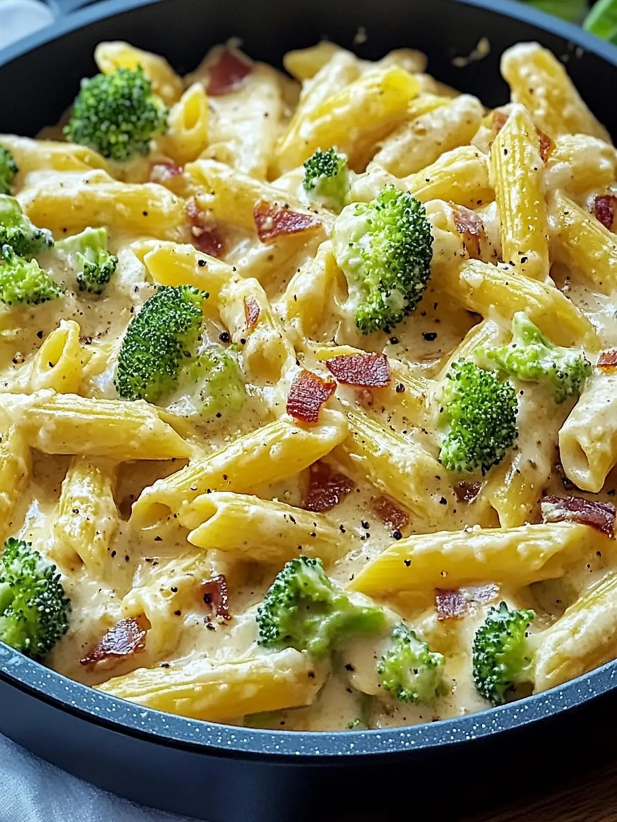 Cremige Pastapfanne mit Brokkoli und Bacon wie im Traum