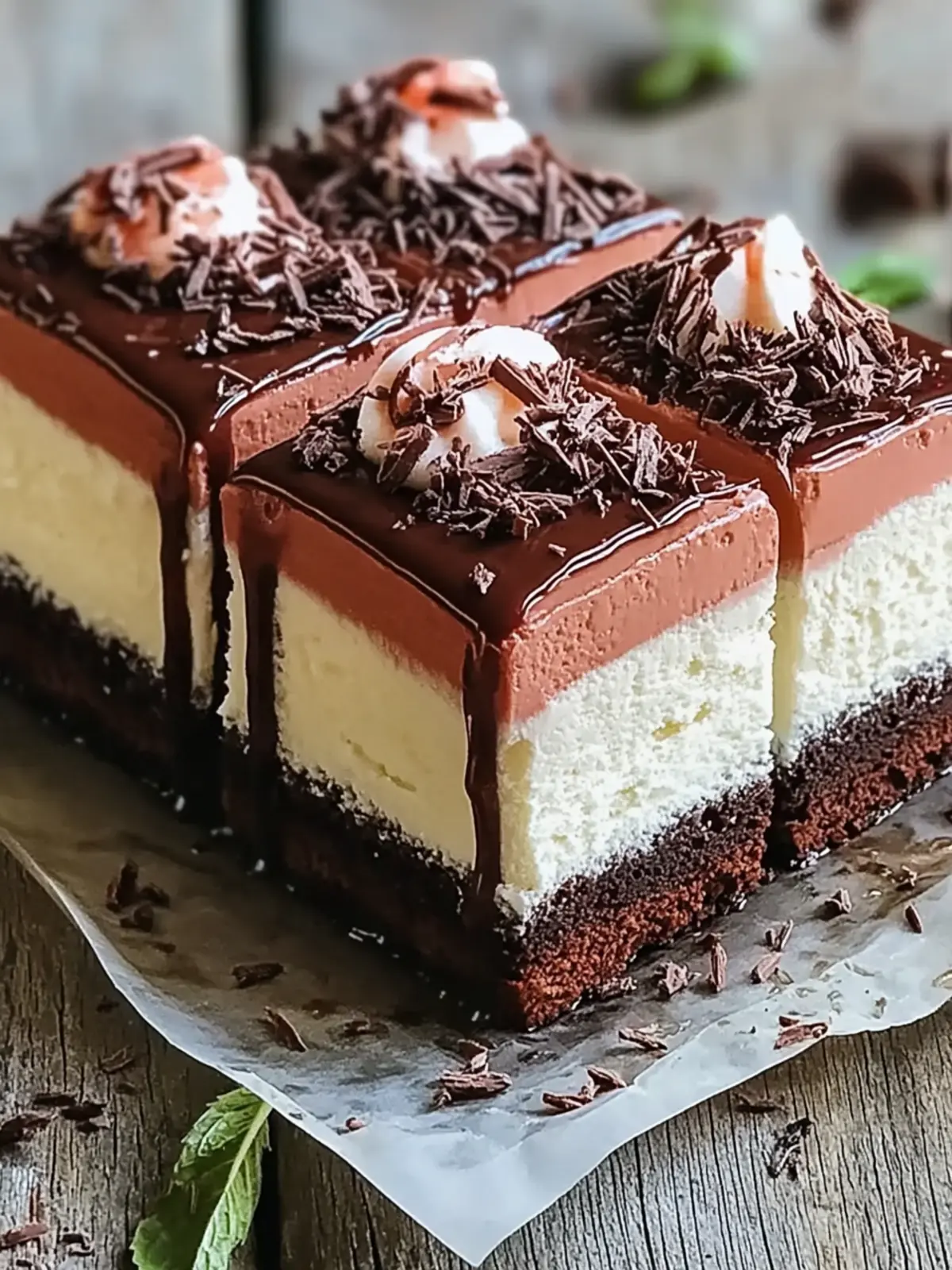 Dreischichtiger Schokoladenmousse-Kuchen Genussvolles Rezept