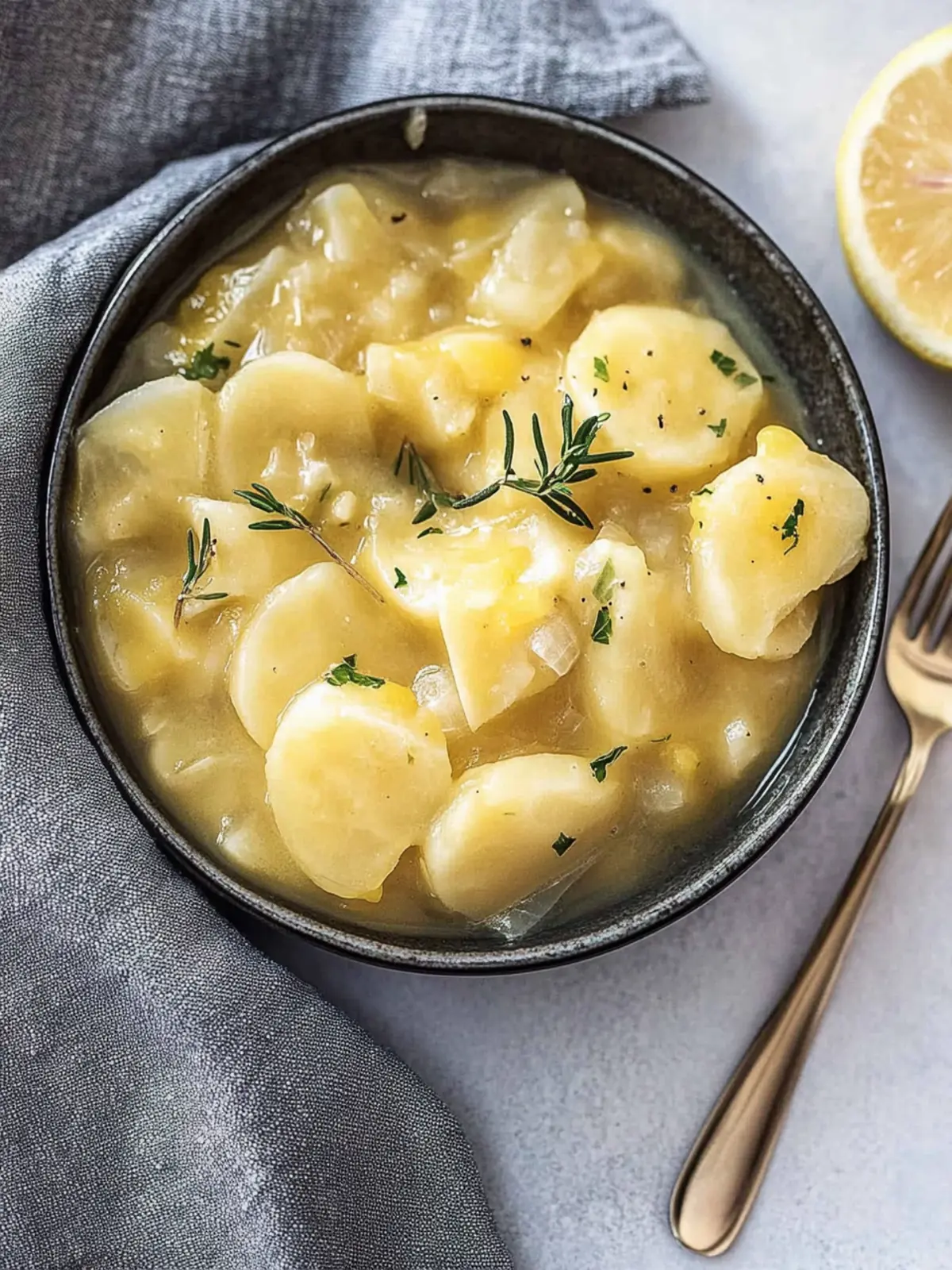 Classic potato salad with vinegar and oil