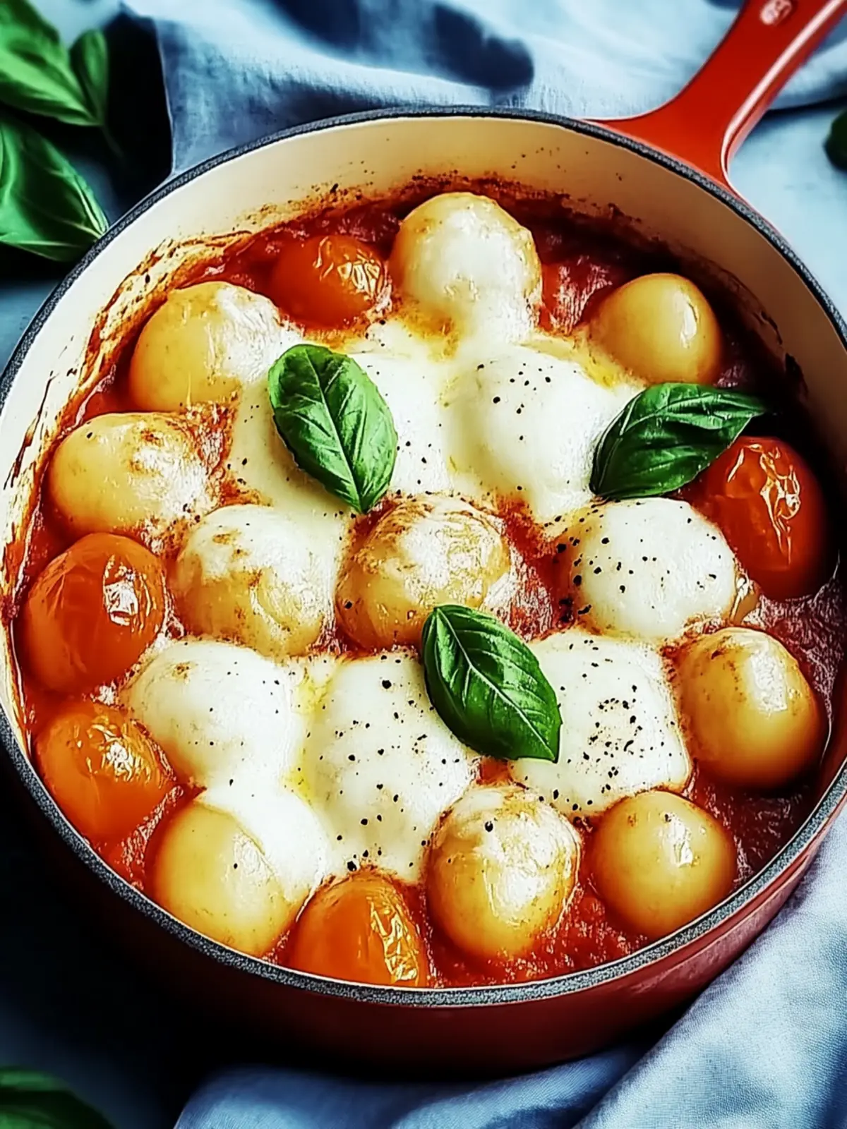 Gnocchi Auflauf mit Tomaten und Mozzarella
