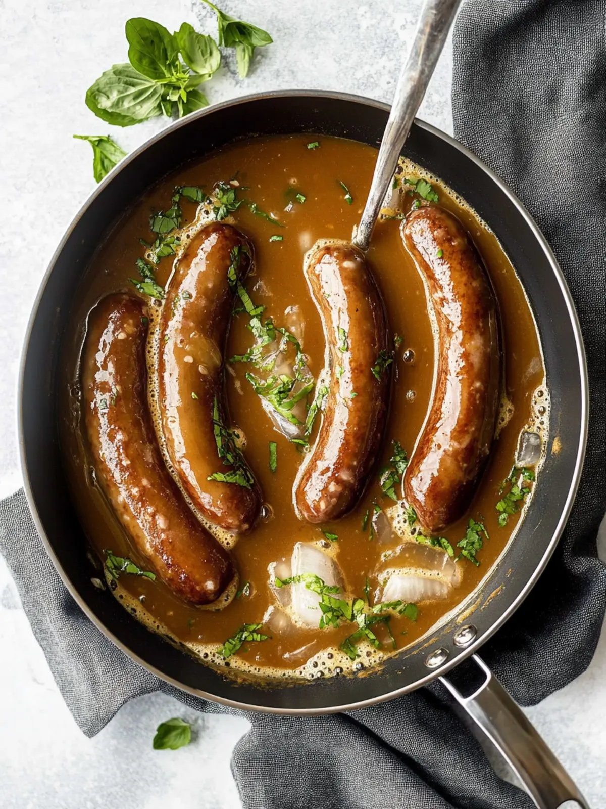 Bratwurst mit Zwiebelsauce